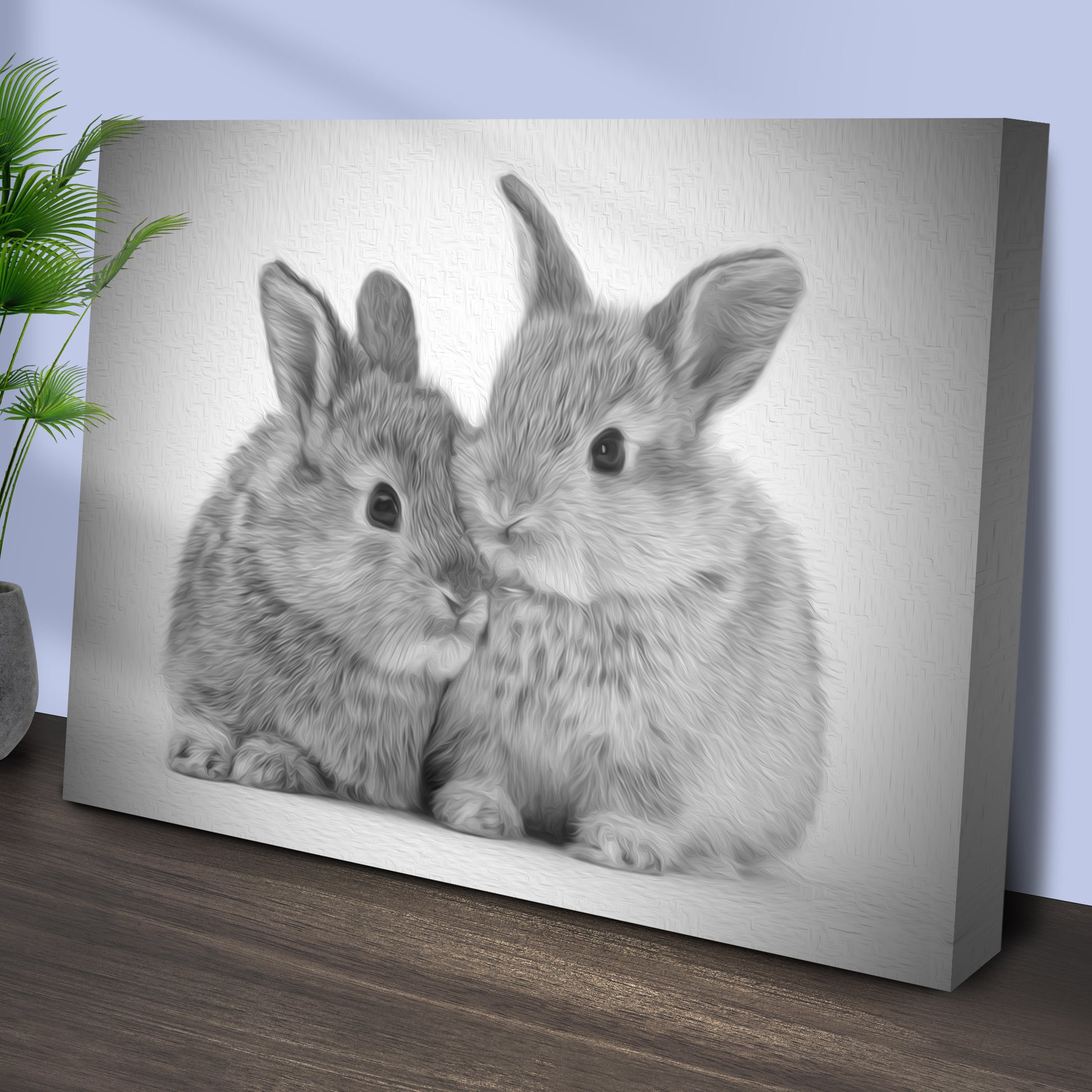 Gray Rabbits Sketch Canvas Wall Art Style 1 - Image by Tailored Canvases