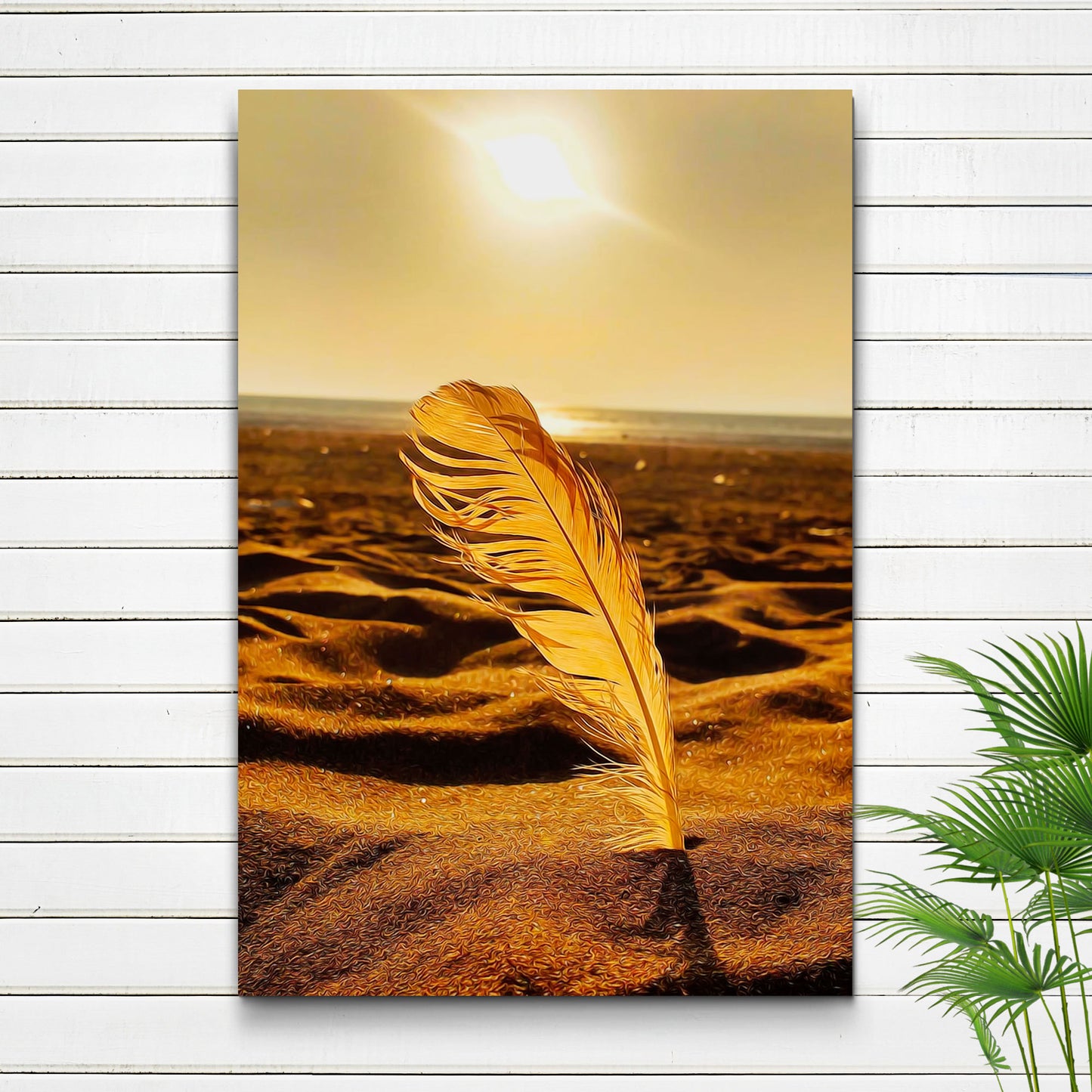 Decor Elements Feather Gold Canvas Wall Art Style 1 - Image by Tailored Canvases