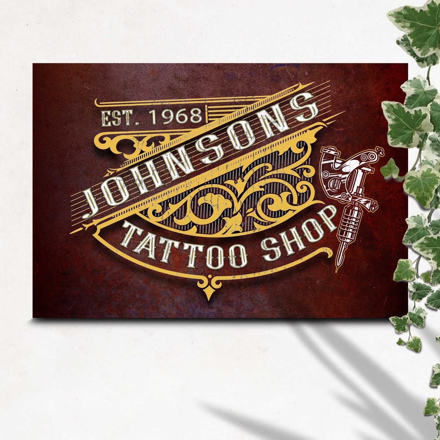 Custom Tattoo Shop Sign II | Customizable Canvas Style 1 - Image by Tailored Canvases