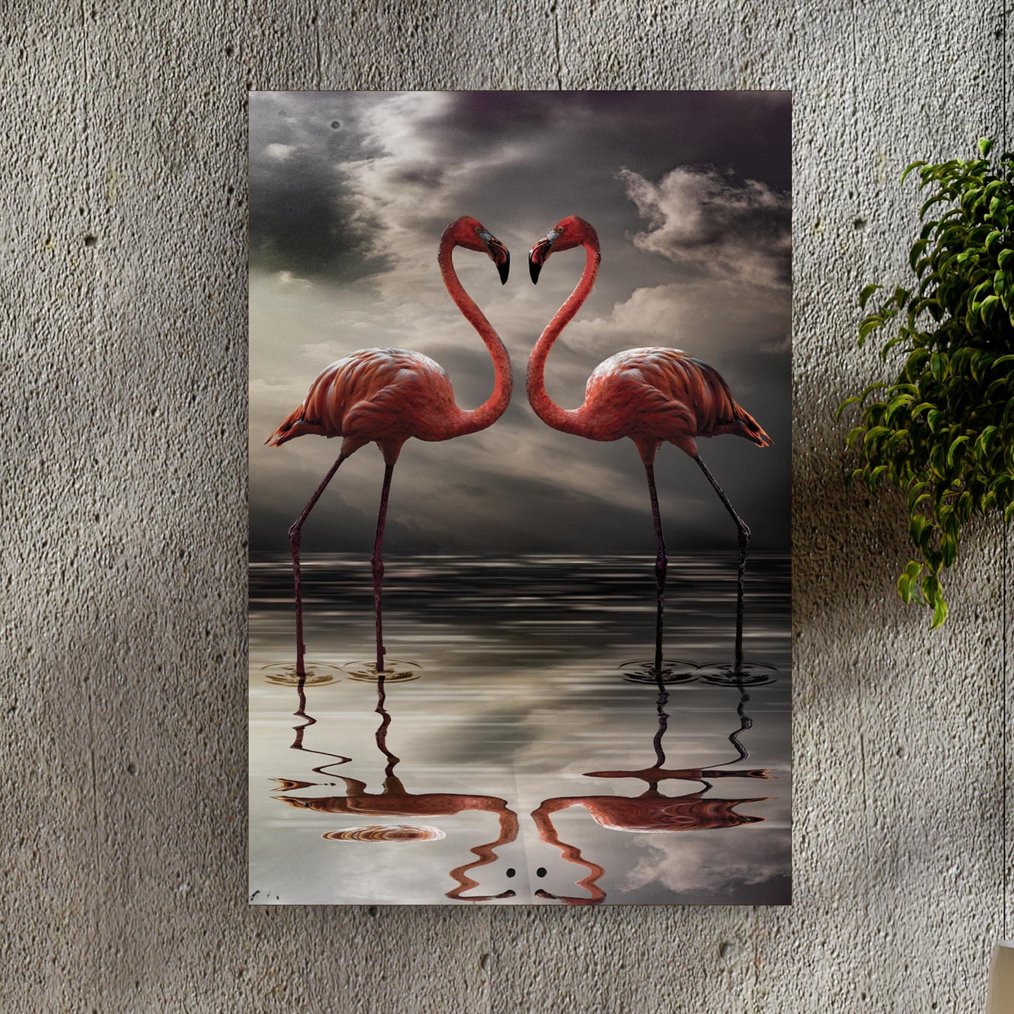 Flamingo Couple Portrait Canvas Wall Art  Style 1 - Image by Tailored Canvases