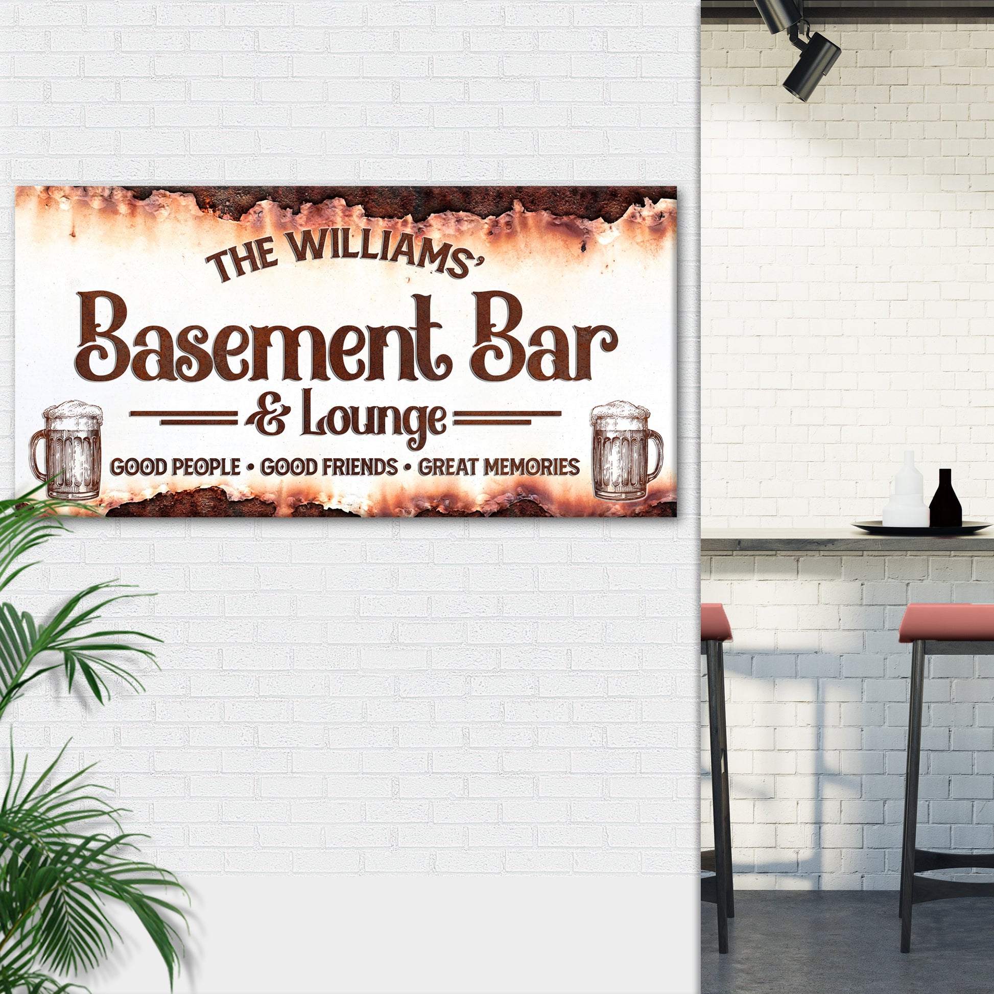 Rustic Basement Bar and Lounge Sign Style 1 - Image by Tailored Canvases