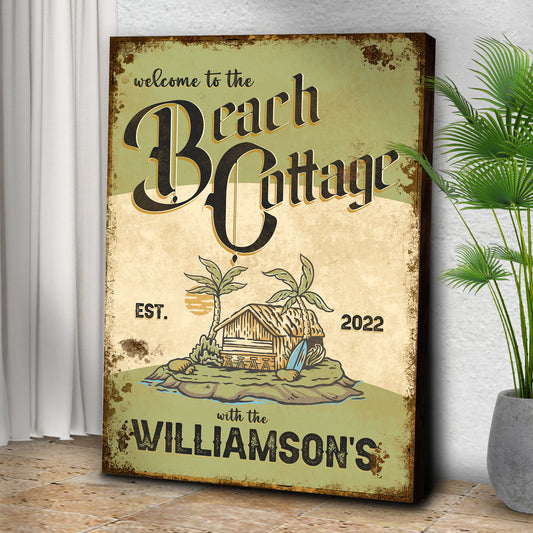 Welcome To The Beach Cottage Sign Style 1 - Image by Tailored Canvases