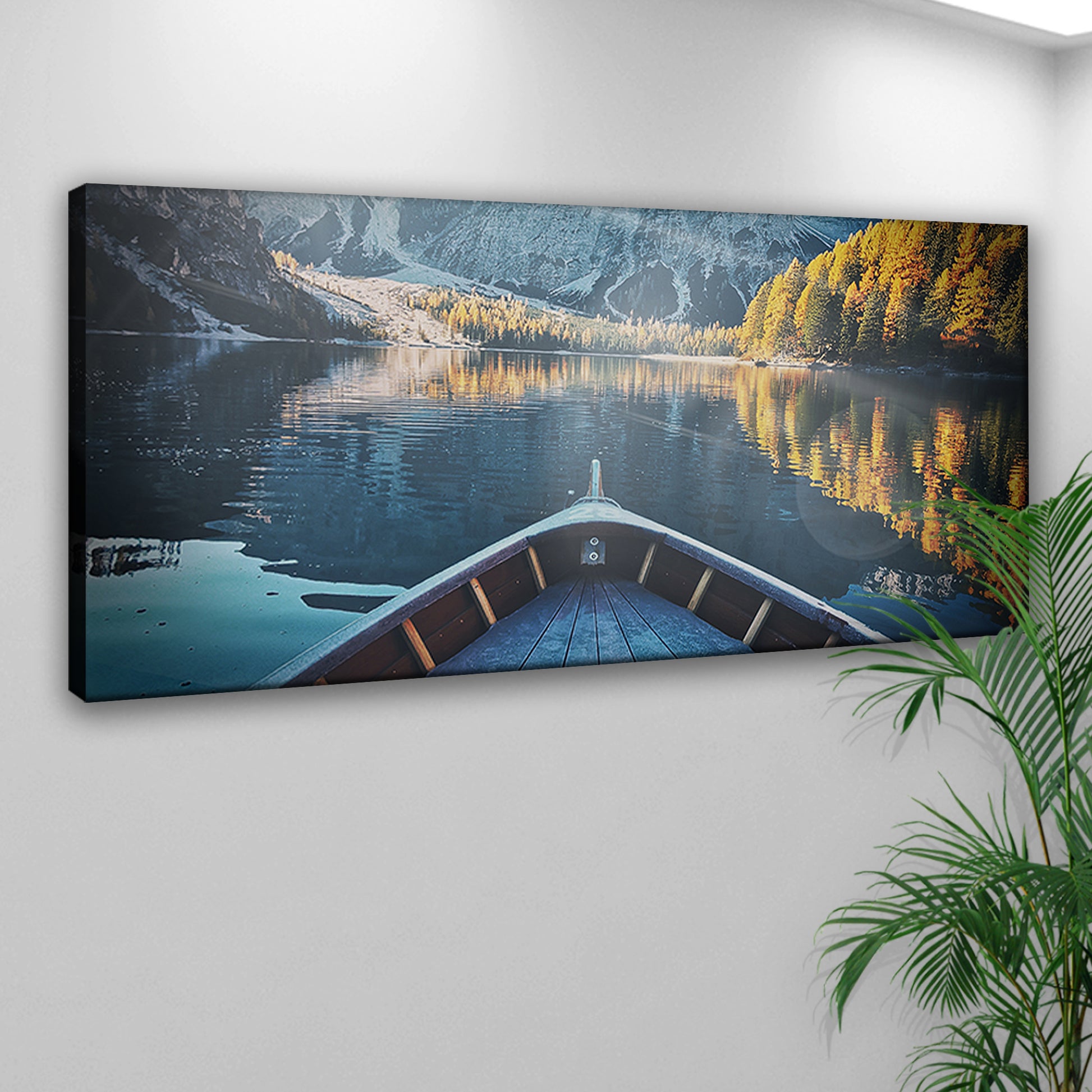 Boat View By The Lake Canvas Wall Art Style 2 - Image by Tailored Canvases