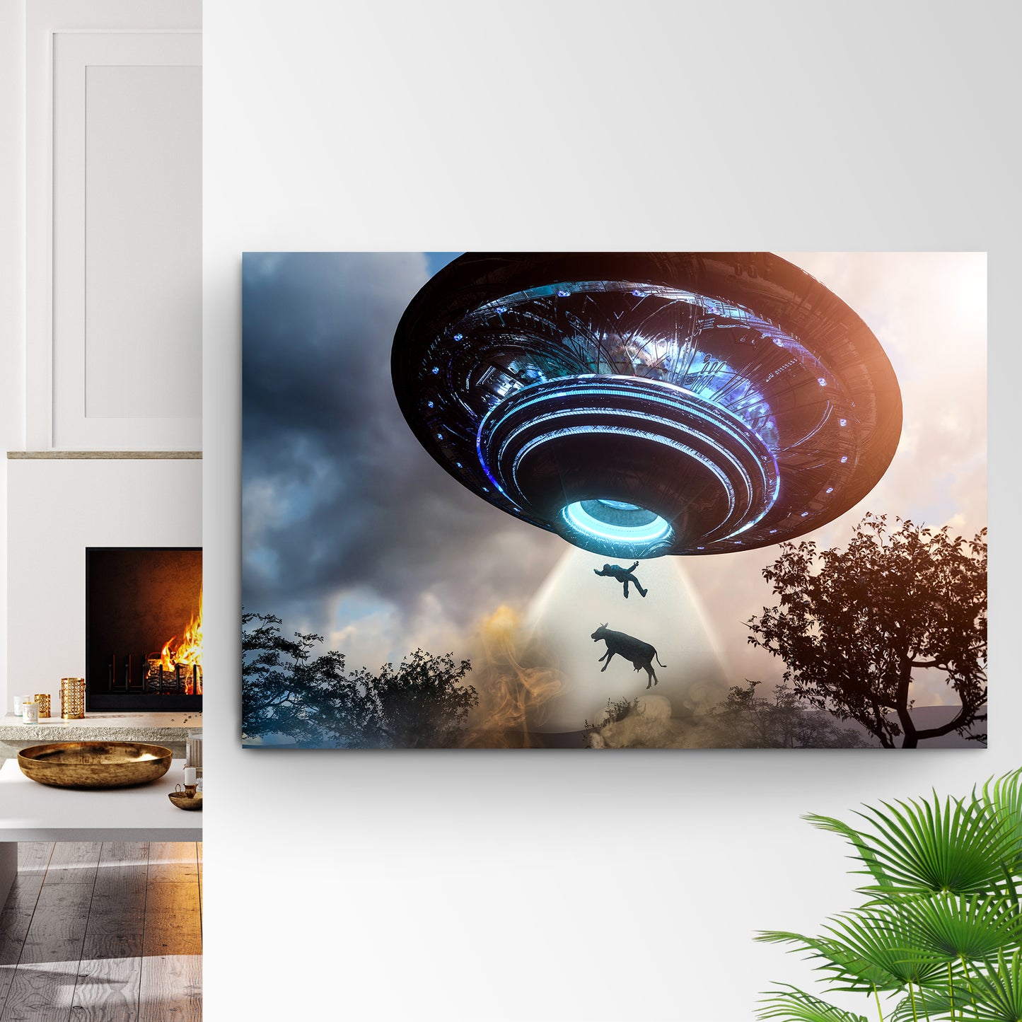 Extraterrestrial UFO Abduction Canvas Wall Art Style 1 - Image by Tailored Canvases