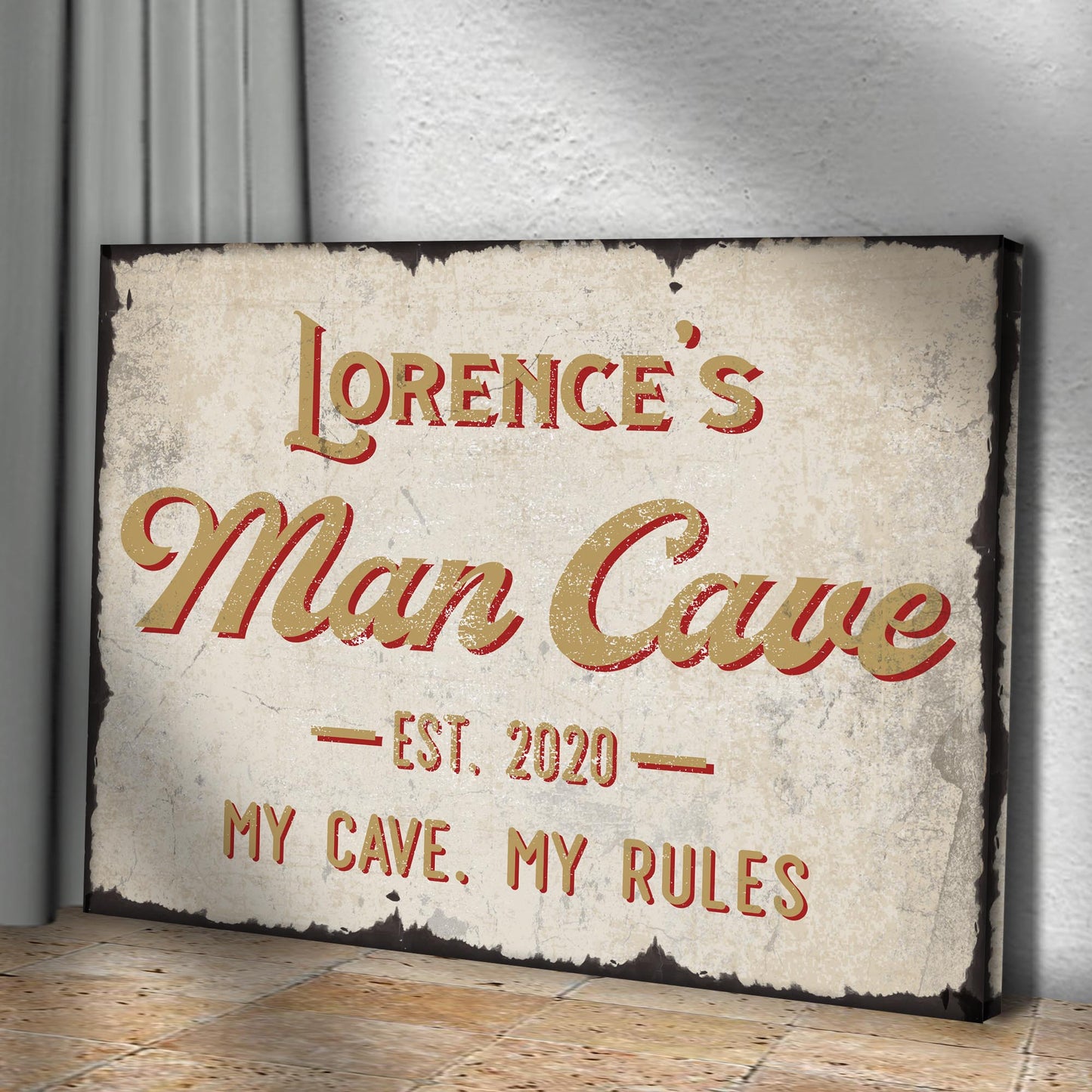 My Cave My Rules Man Cave Sign Style 1 - Image by Tailored Canvases