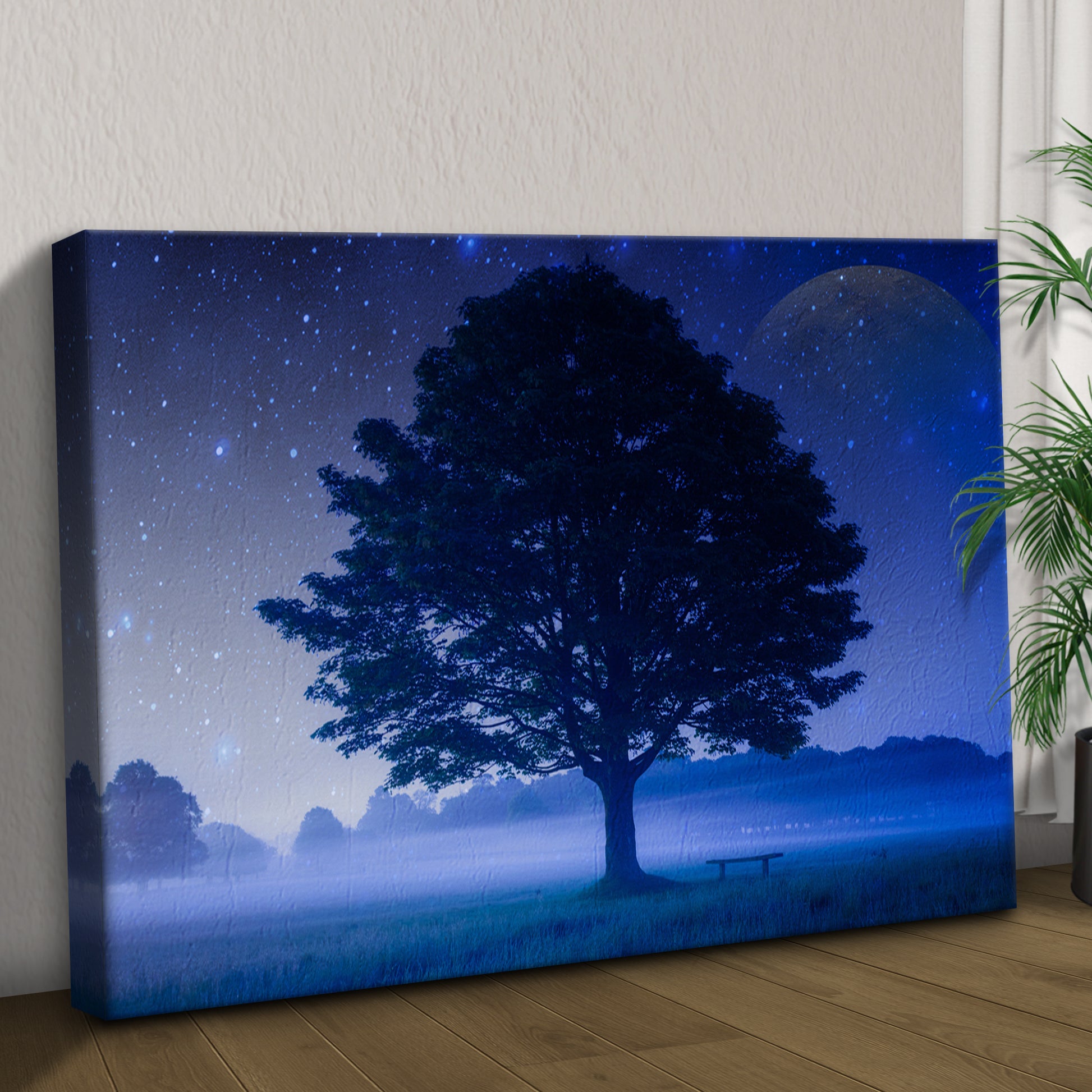 Starlit Sky Over The Tree Canvas Wall Art Style 1 - Image by Tailored Canvases