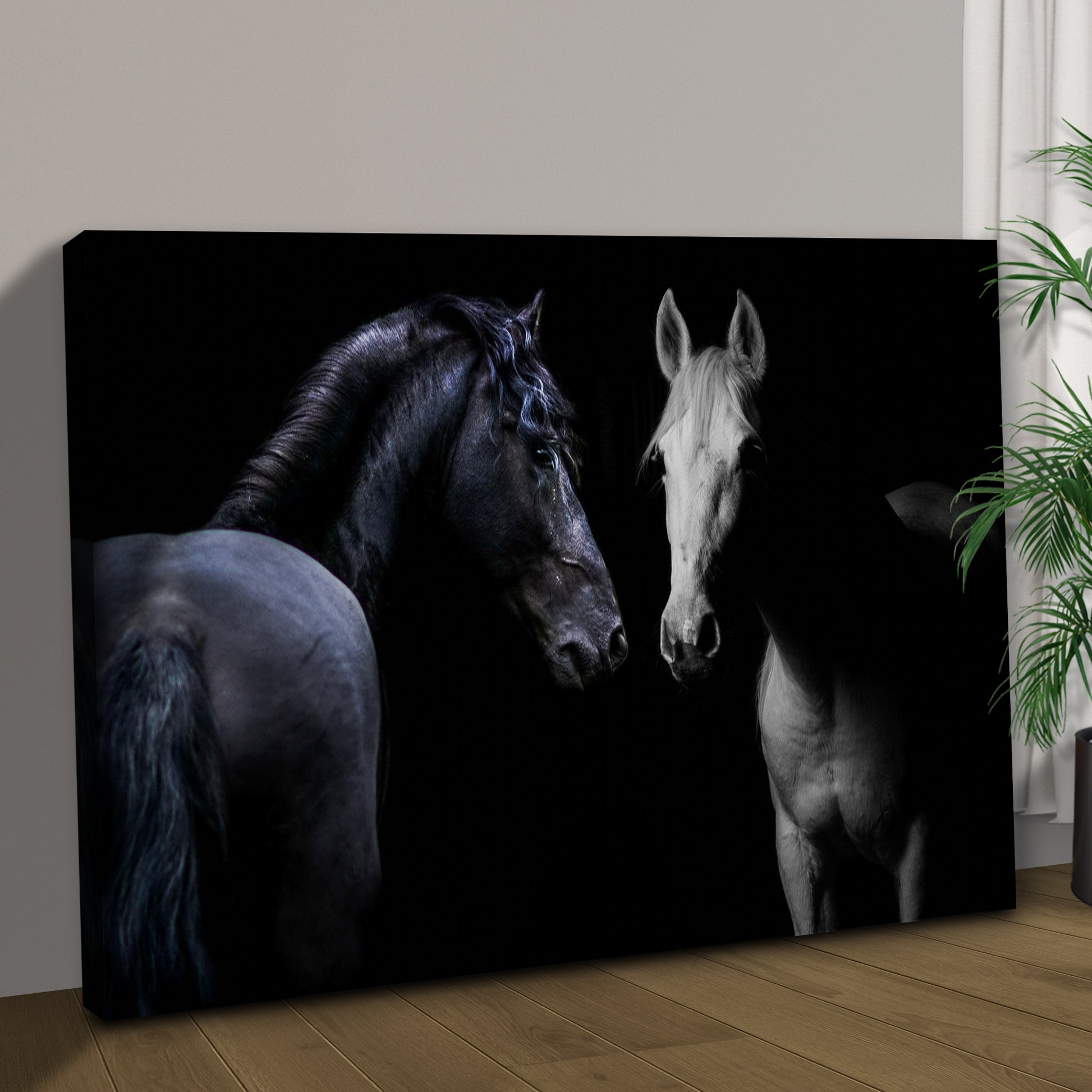 Dark And Light Horse Canvas Wall Art Style 1 - Image by Tailored Canvases