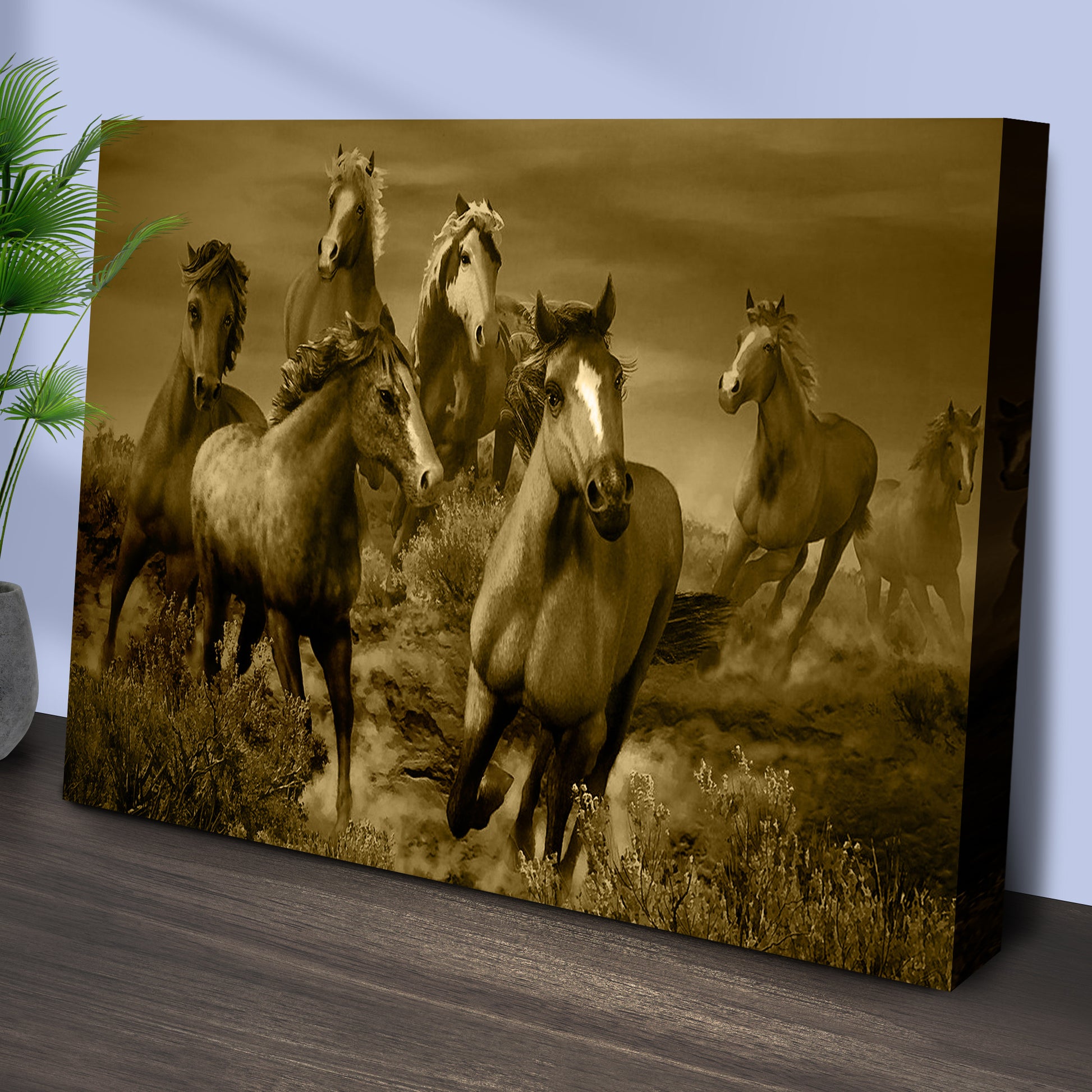 Rustic Herd Of Horses Canvas Wall Art Style 1 - Image by Tailored Canvases