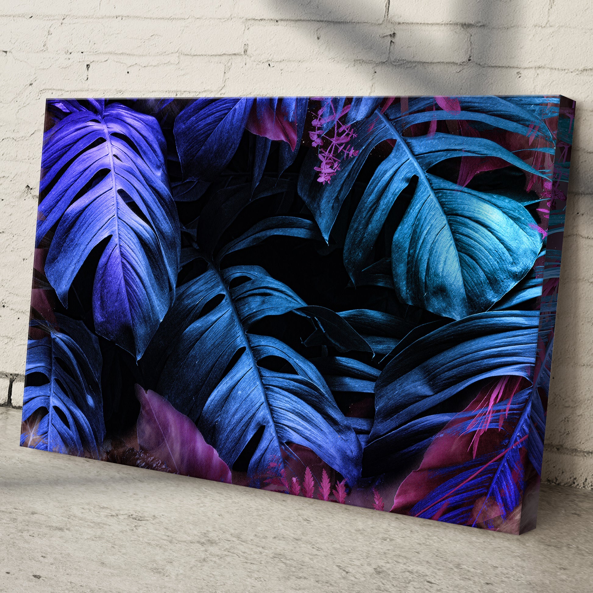 Hued Tropical Monstera Leaves Canvas Wall Art Style 1 - Image by Tailored Canvases