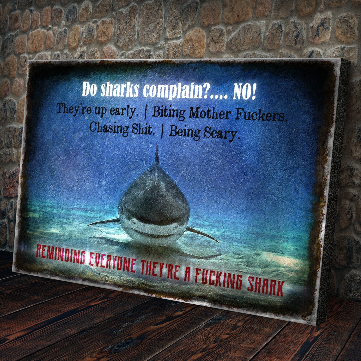 Do Sharks Complain Gym Sign Style 1 - Image by Tailored Canvases