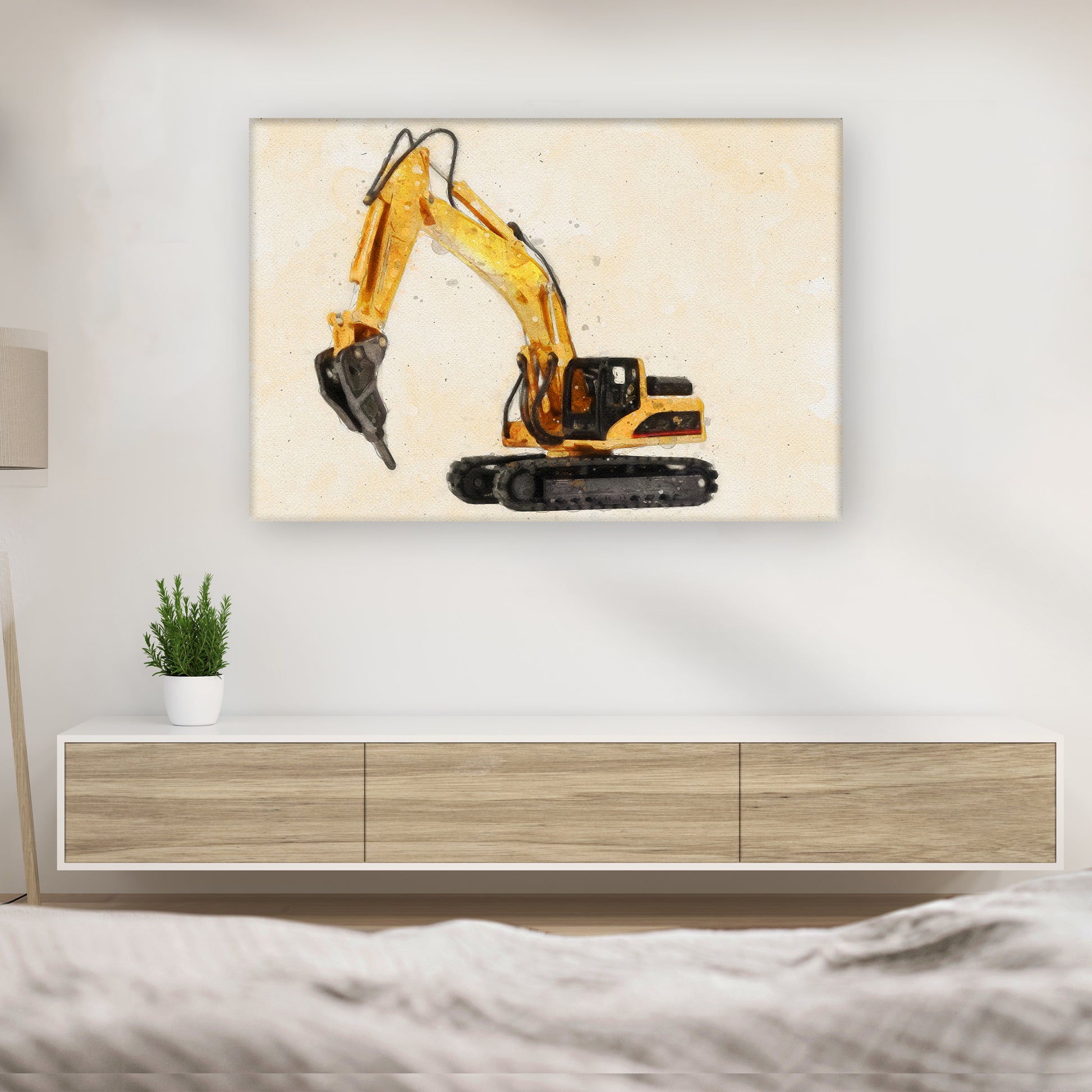 Construction Truck Drill Canvas Wall Art - Image by Tailored Canvases