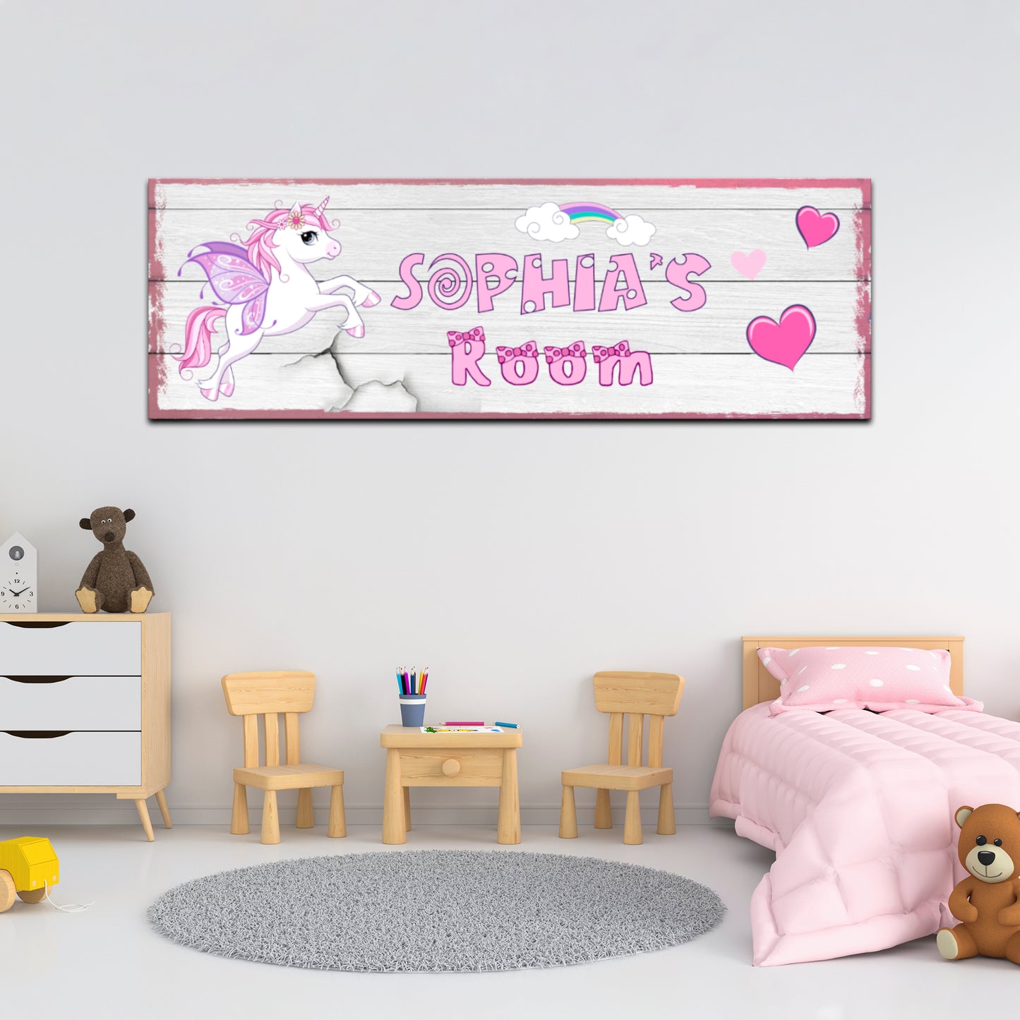Girly Unicorn Room Sign - Image by Tailored Canvases