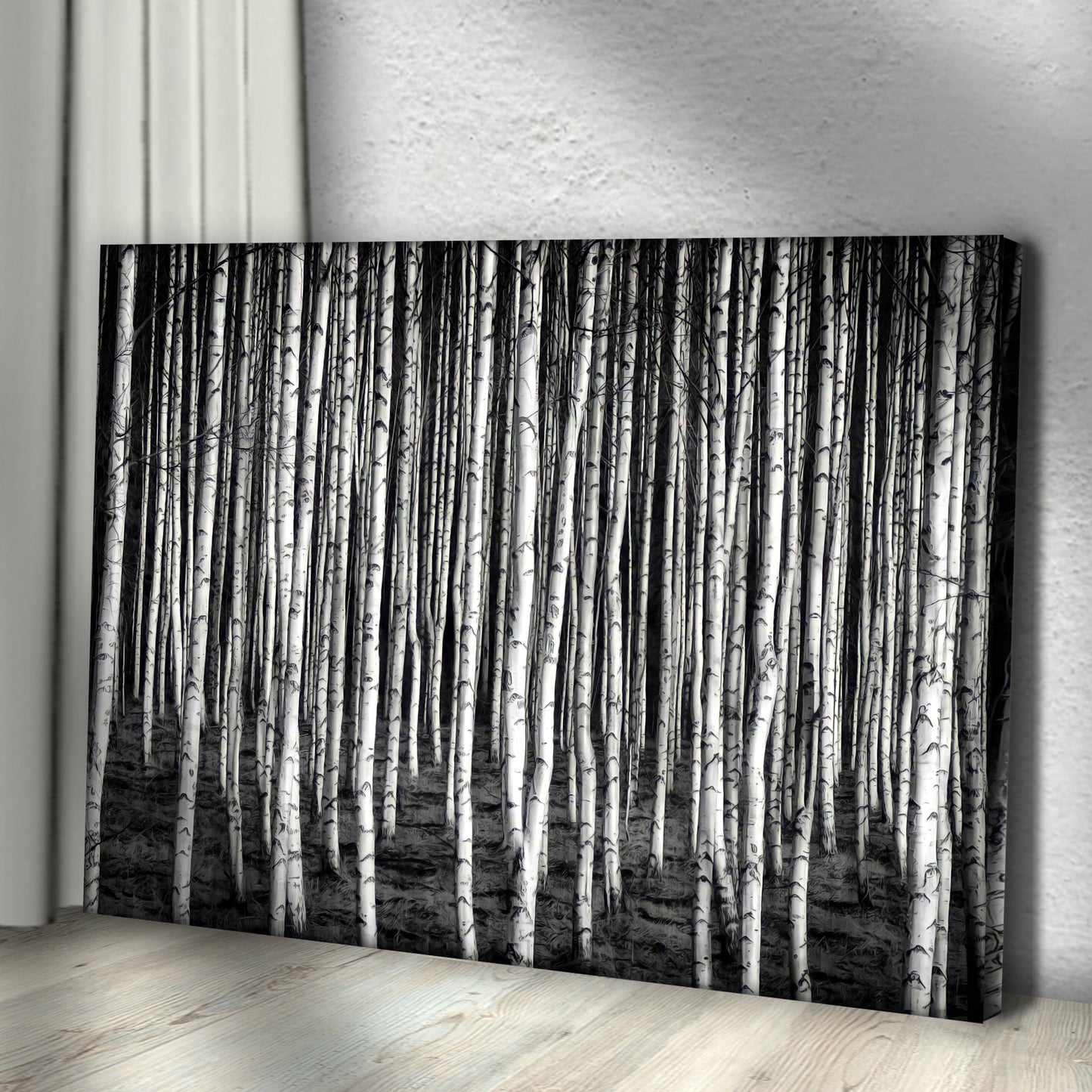 Monochrome Birch Trees Canvas Wall Art Style 1 - Image by Tailored Canvases