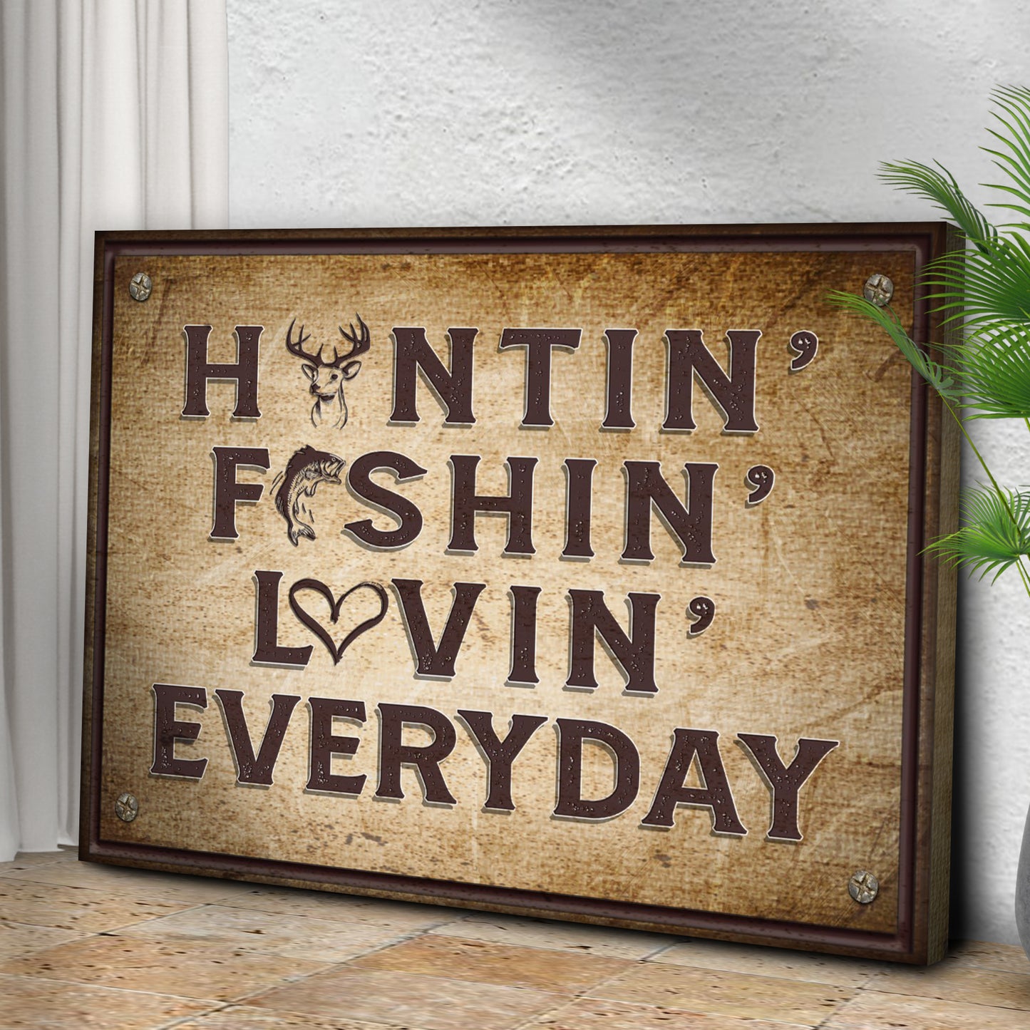 Hunting Fishing Loving Everyday Sign Style 2 - Image by Tailored Canvases