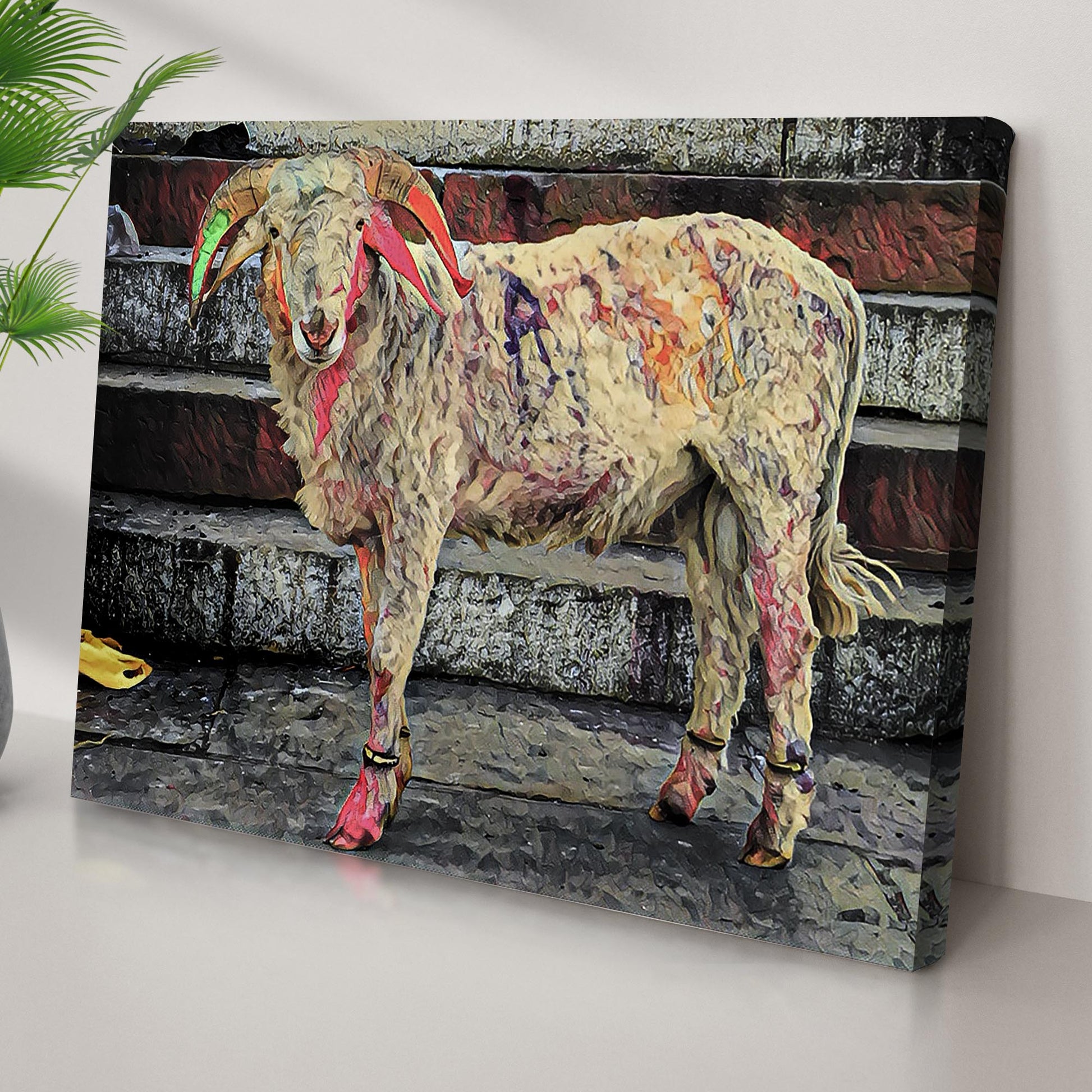 Colored Sheep In Paint Splash Canvas Wall Art Style 1 - Image by Tailored Canvases
