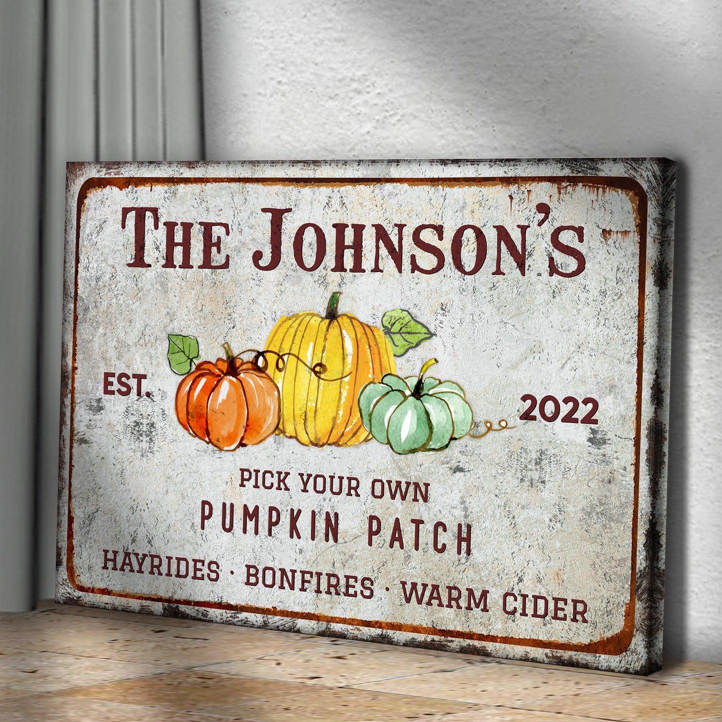 Family Pick Your Own Pumpkin Patch Sign Style 1 - Image by Tailored Canvases