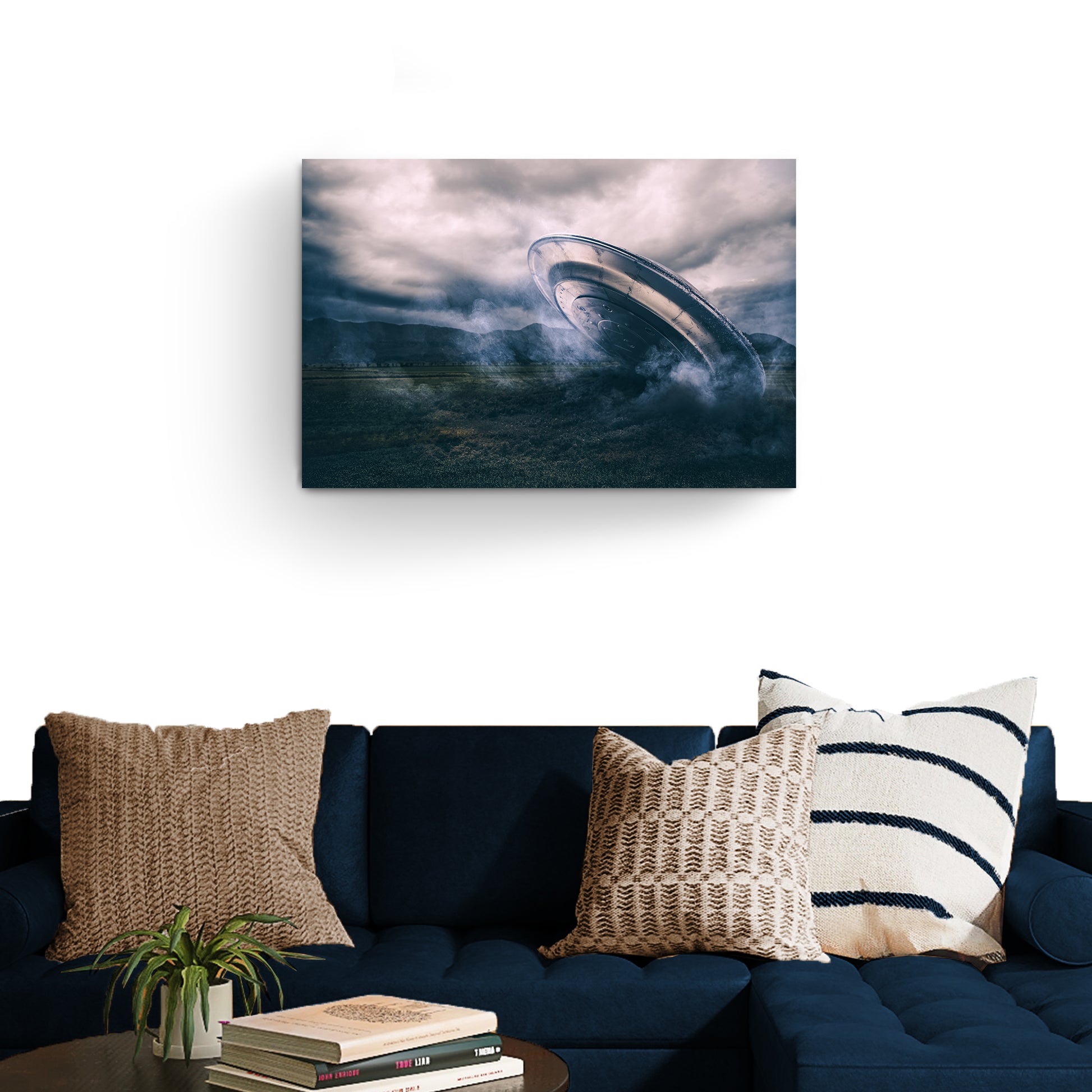 Extraterrestrial UFO Crashing On A Valley Canvas Wall Art - Image by Tailored Canvases