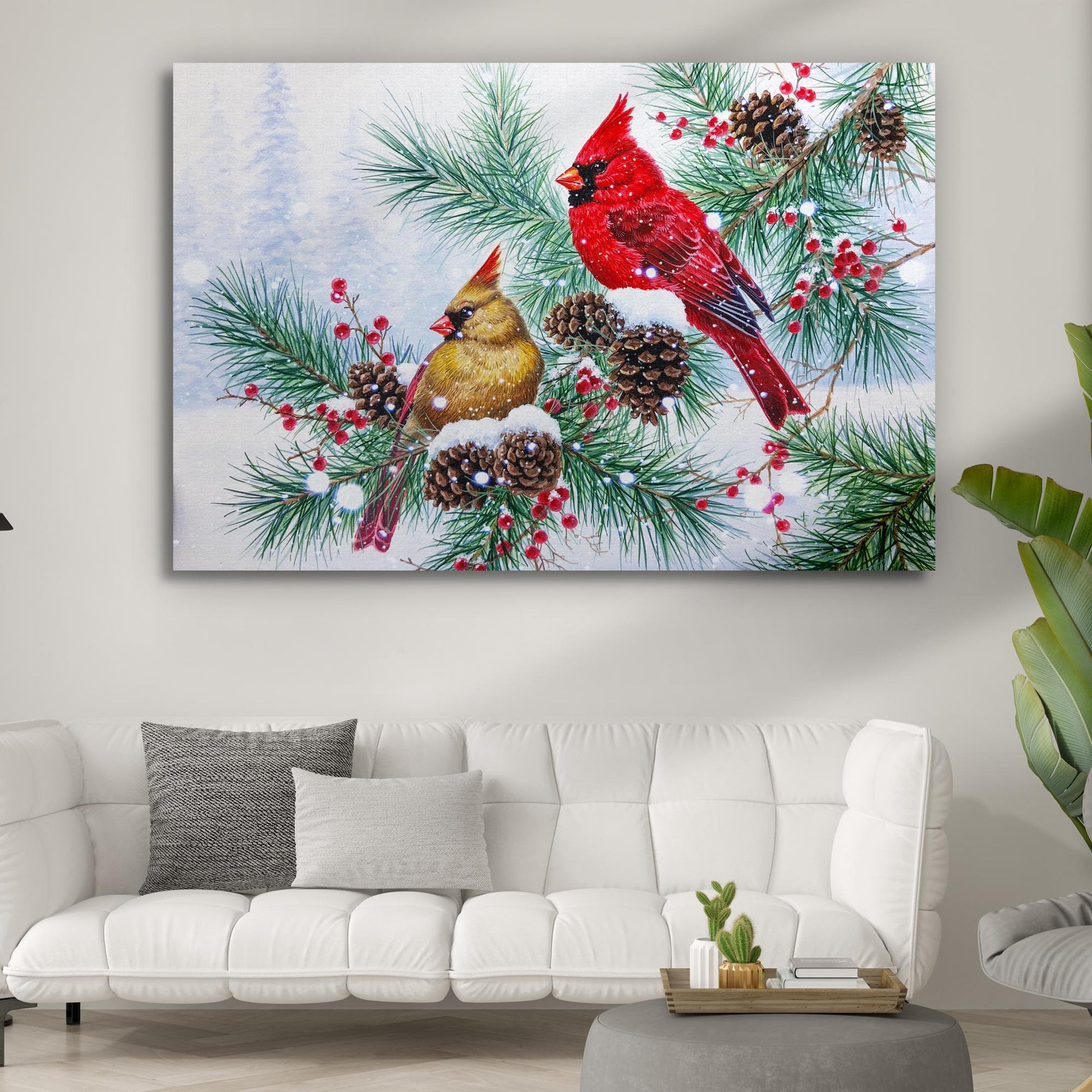 Winter Red Cardinal Canvas Wall Art II - Image by Tailored Canvases