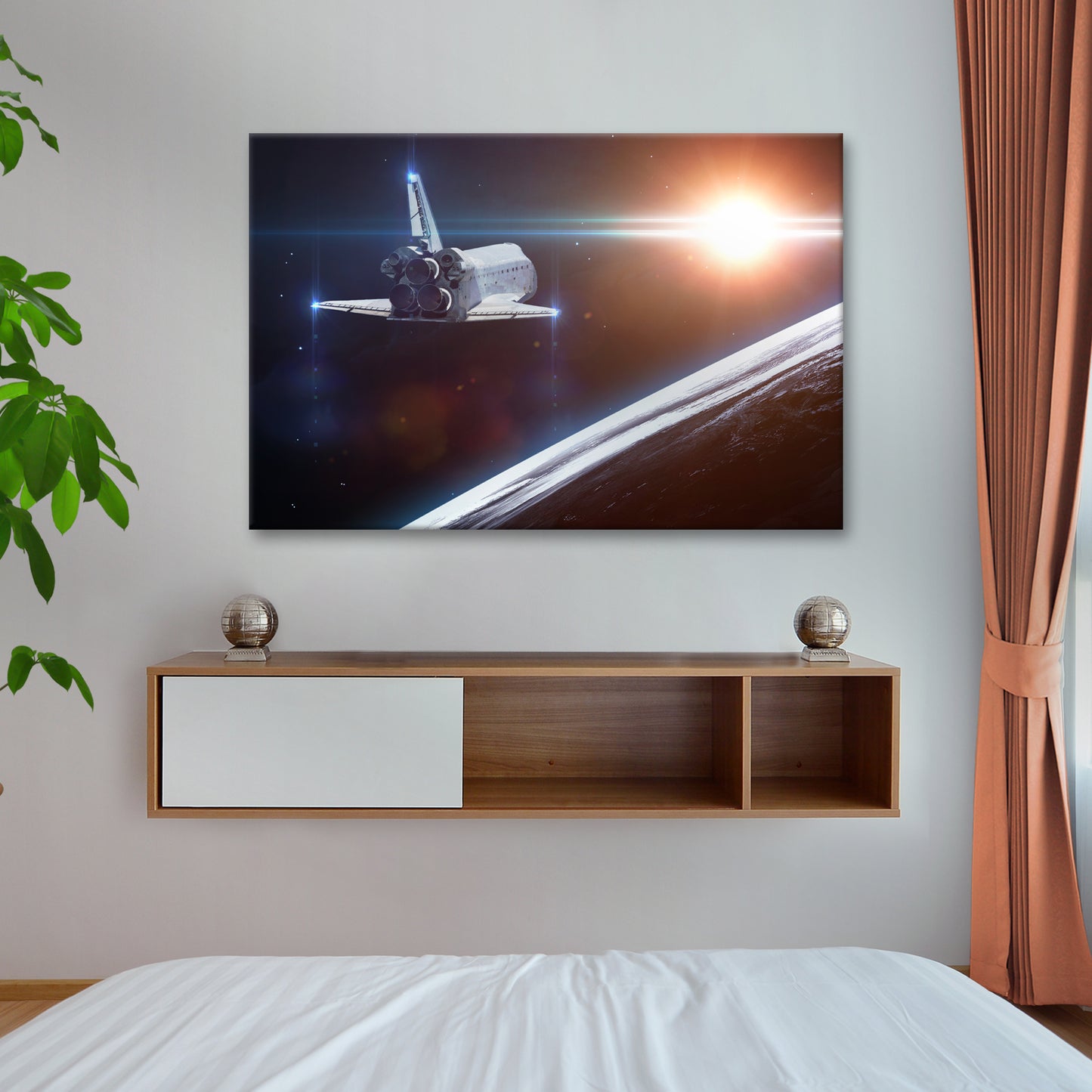 Space Shuttle Orbiting Earth Canvas Wall Art - Image by Tailored Canvases