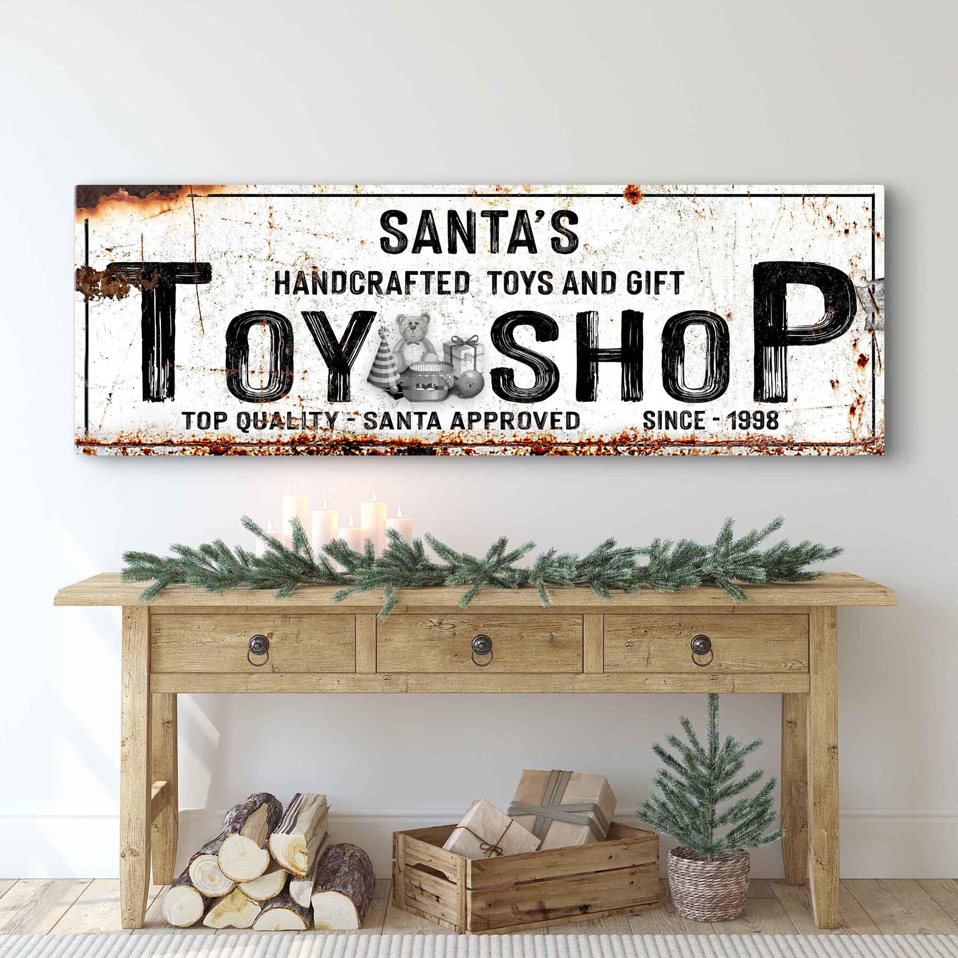 Santa's Toy Shop Sign Style 1 - Image by Tailored Canvases