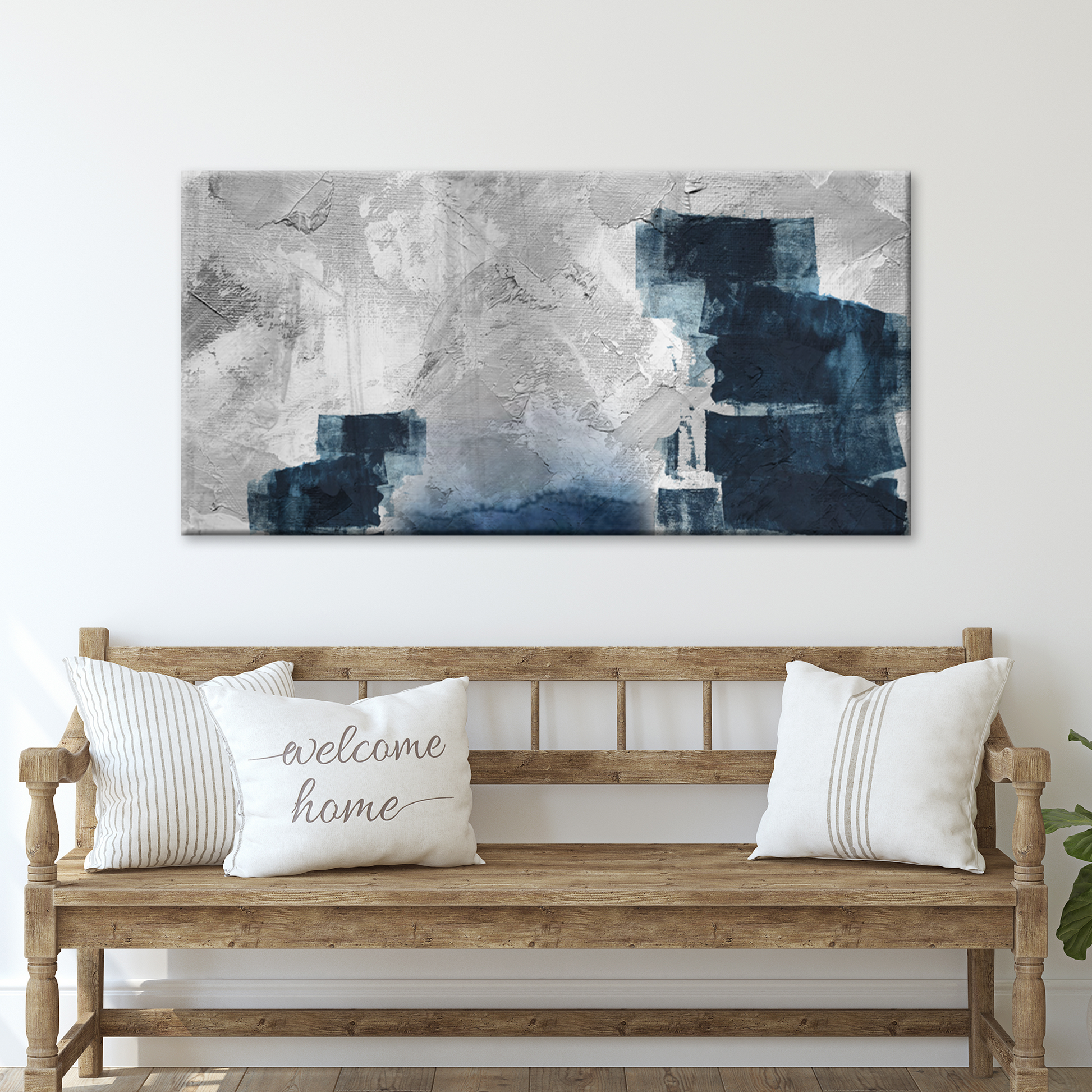 Blue Grey Brushstroke Art Canvas Wall Art Style 1 - Image by Tailored Canvases