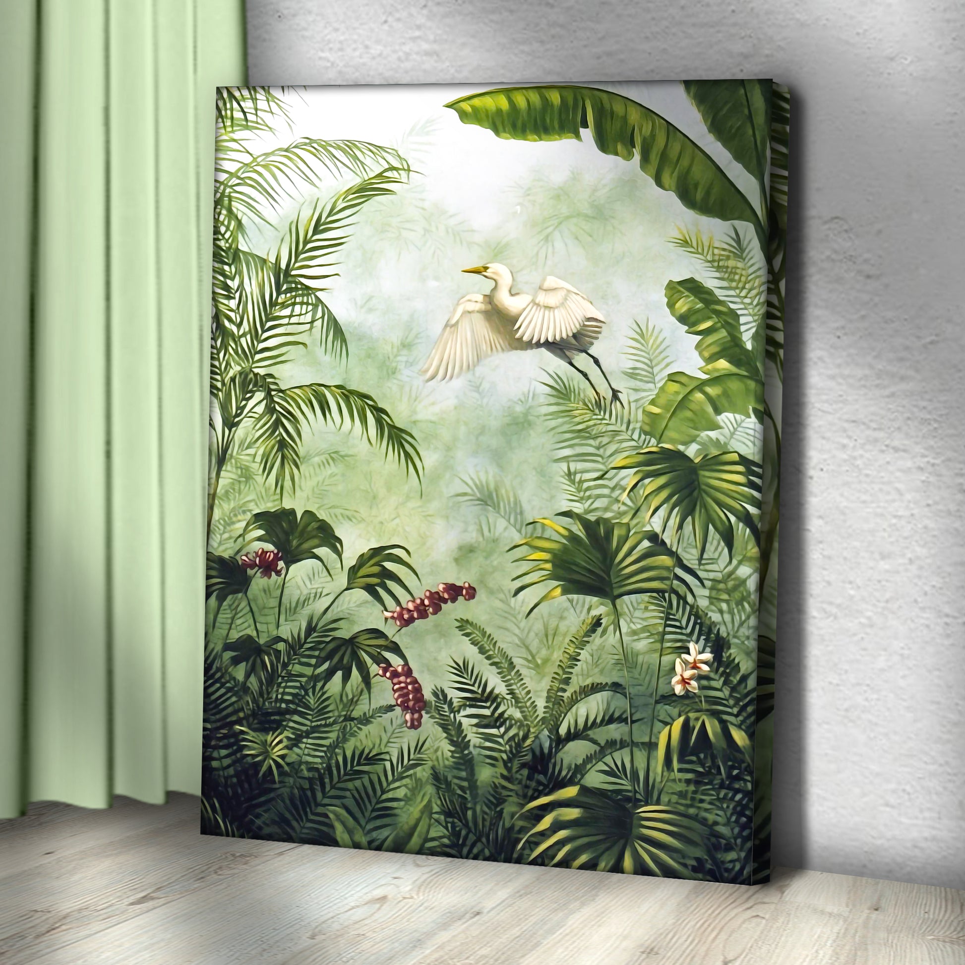 Tropical Egret Canvas Wall Art Style 1 - Image by Tailored Canvases