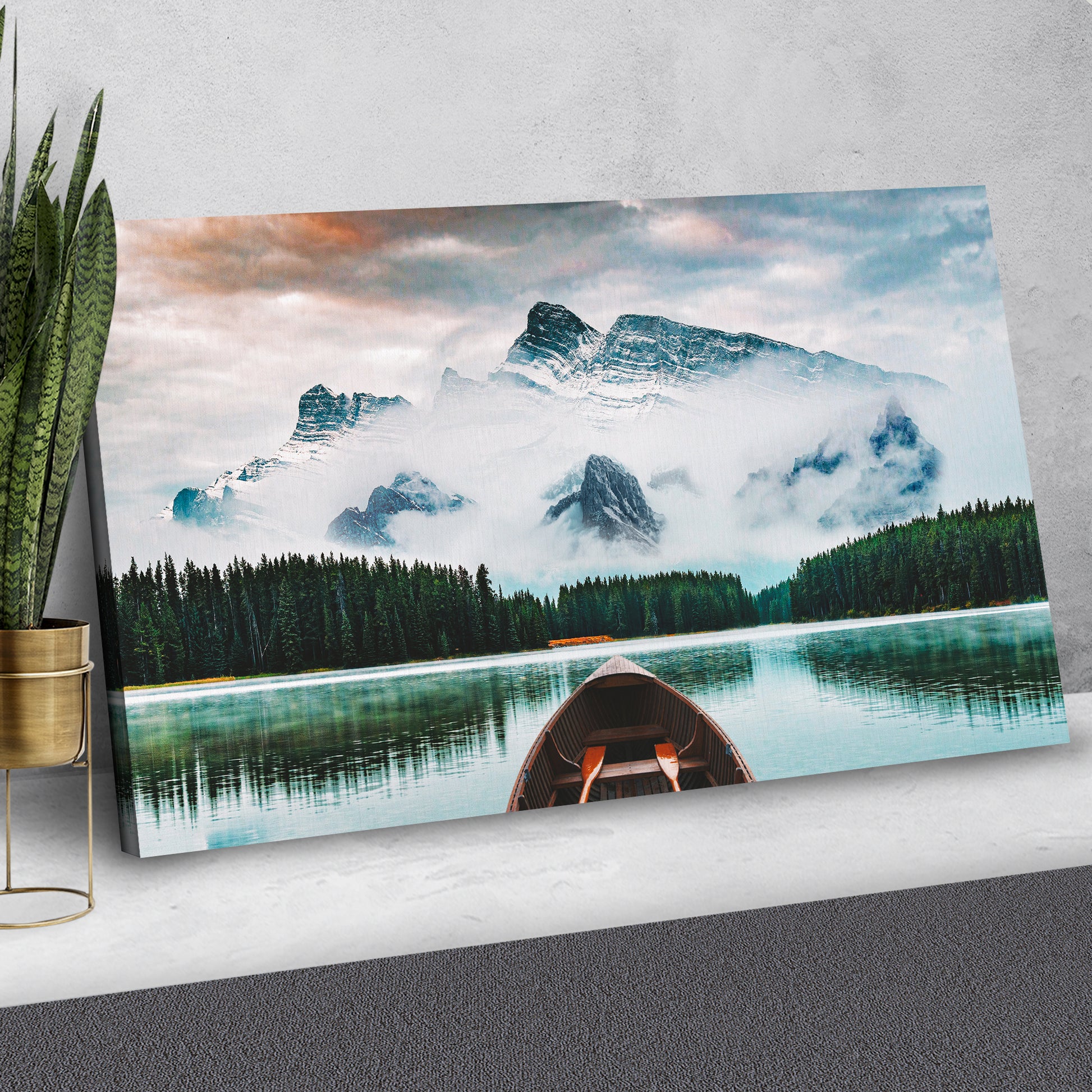 Majestic Lake View In The Morning Canvas Wall Art Style 1 - Image by Tailored Canvases