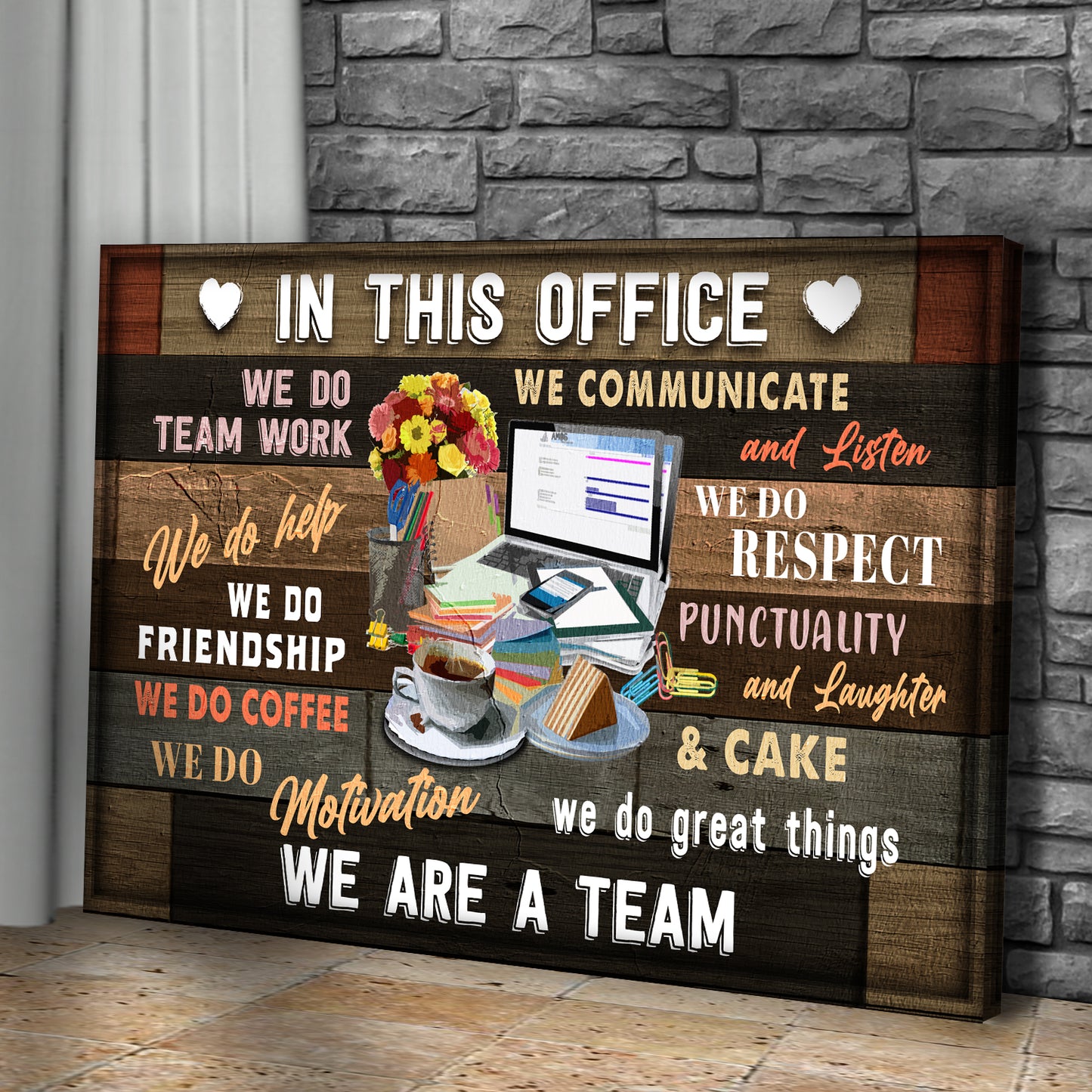 In This Office We Do Teamwork Sign III Style 1 - Image by Tailored Canvases
