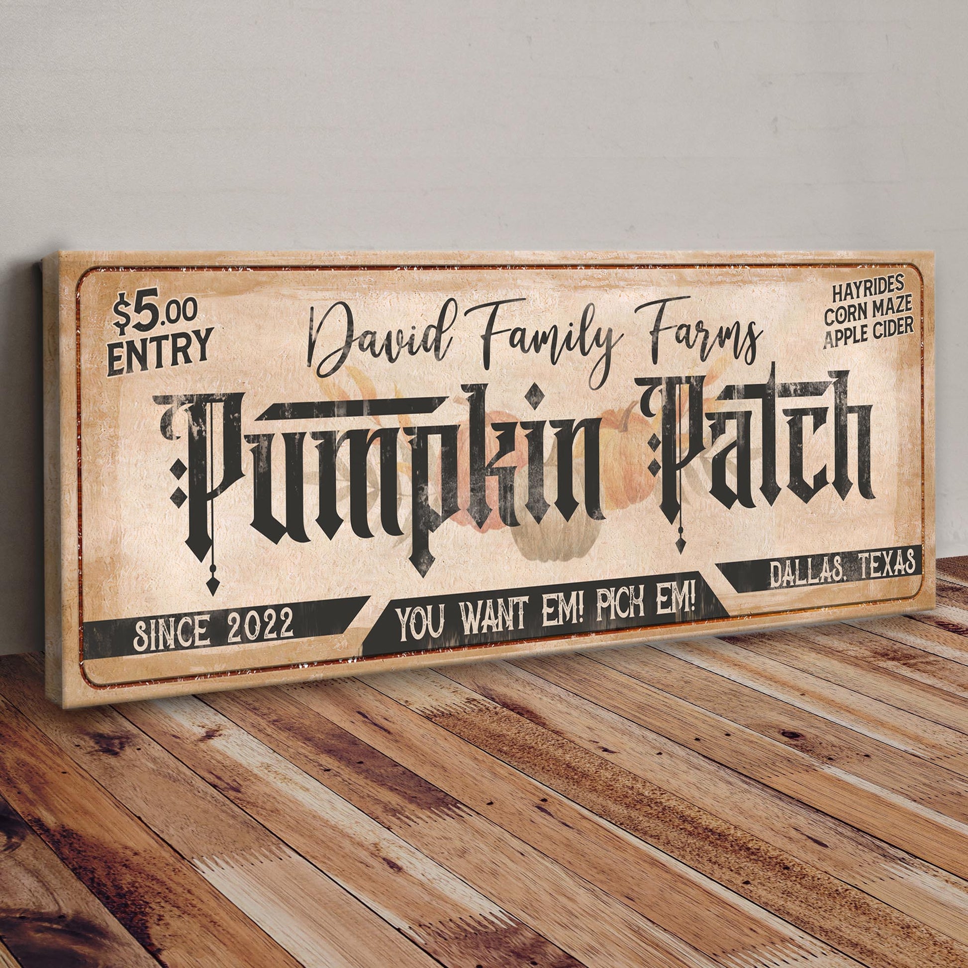 Family Farms Pumpkin Patch Sign II Style 2 - Image by Tailored Canvases