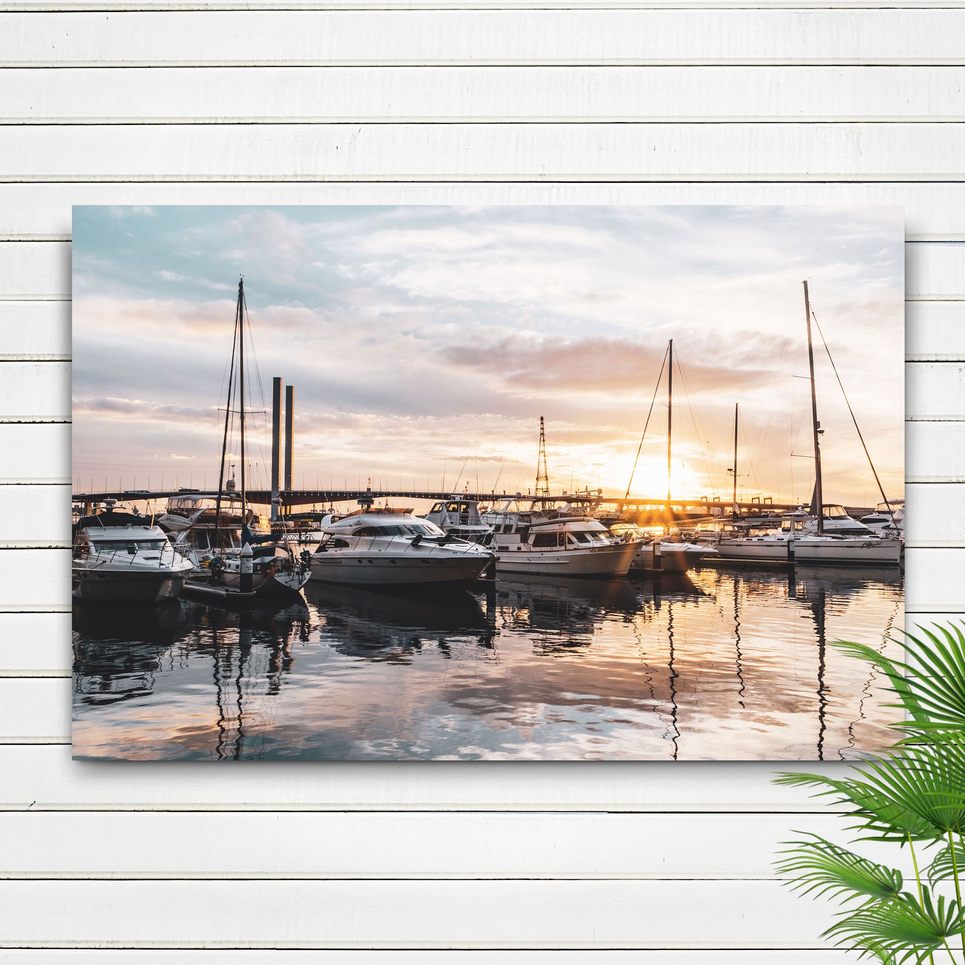 Boat Yacht At Sunset Canvas Wall Art Style 1 - Image by Tailored Canvases