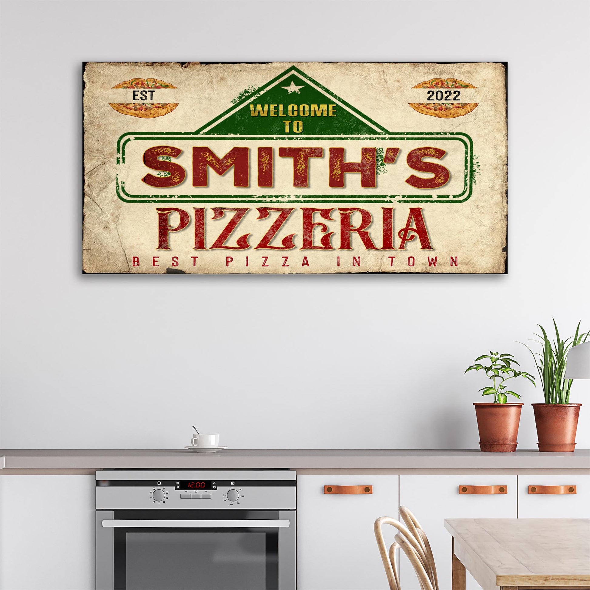 Best Pizza In Town Pizzeria Sign II | Customizable Canvas Style 1 - Image by Tailored Canvases