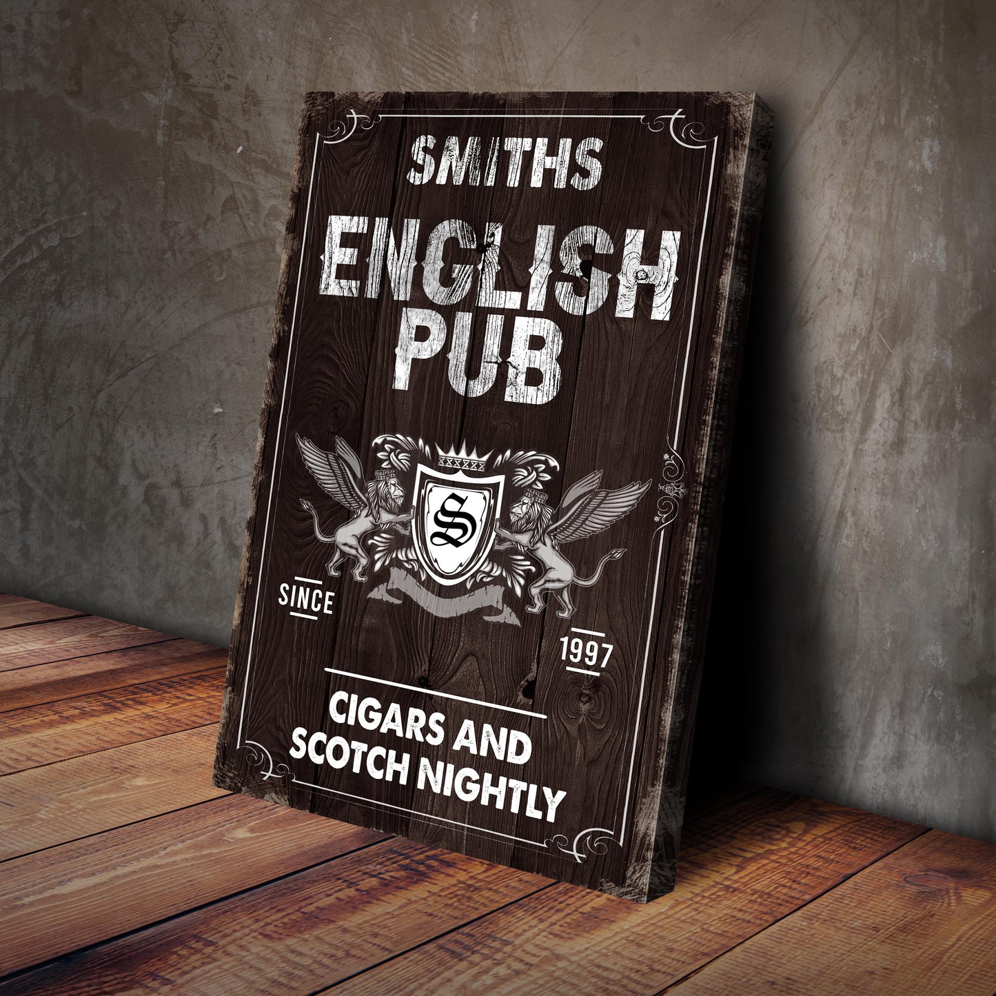Cigars And Scotch Nightly English Pub Sign II Style 1 - Image by Tailored Canvases