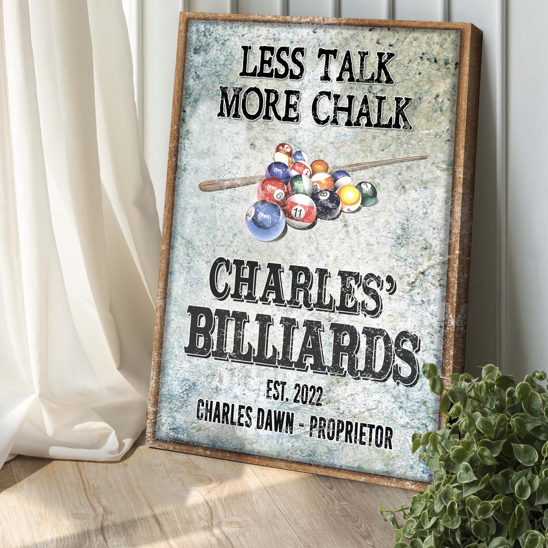 Less Talk More Chalk Billiards Sign Style 1 - Image by Tailored Canvases
