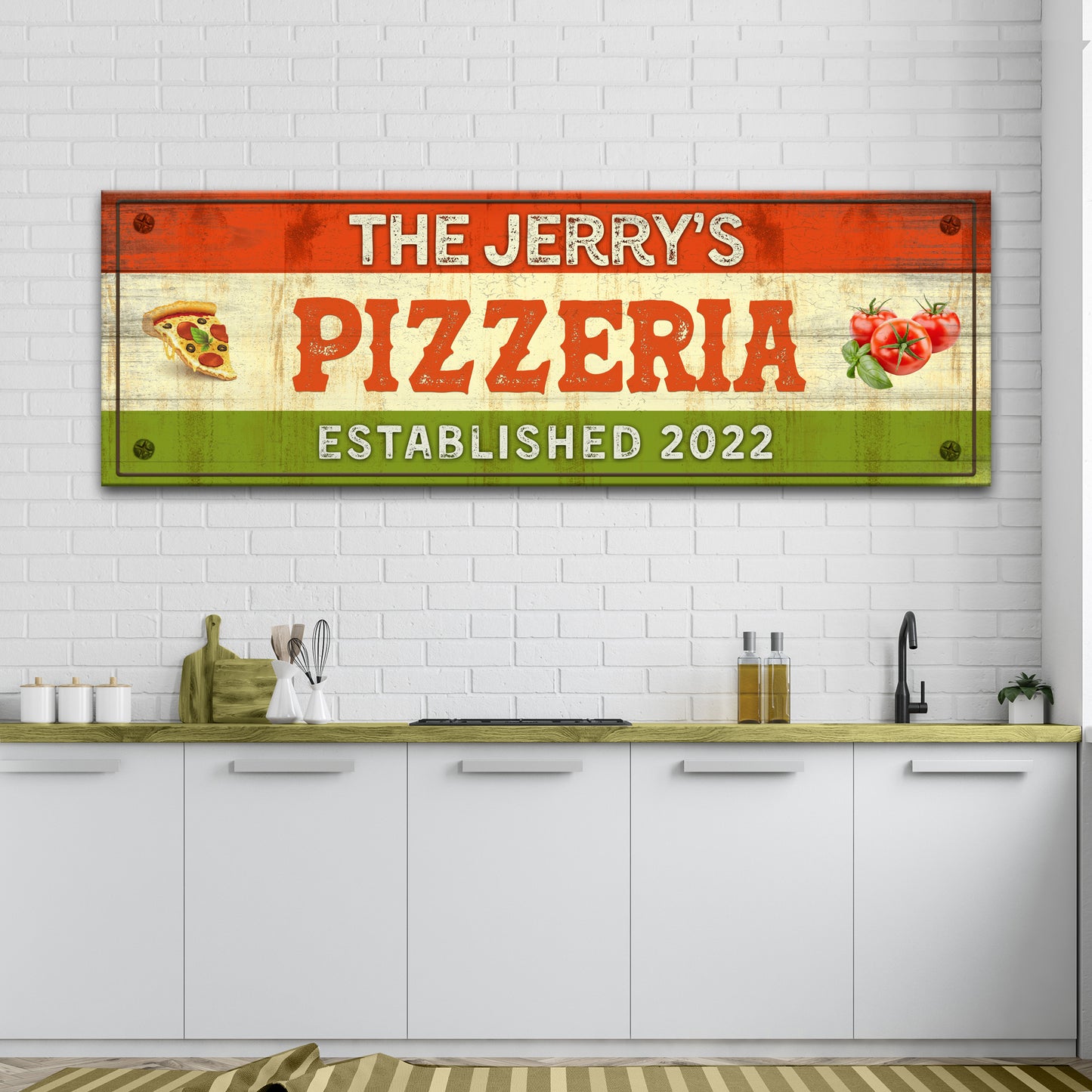 Vintage Pizzeria Sign | Customizable Canvas Style 1 - Image by Tailored Canvases
