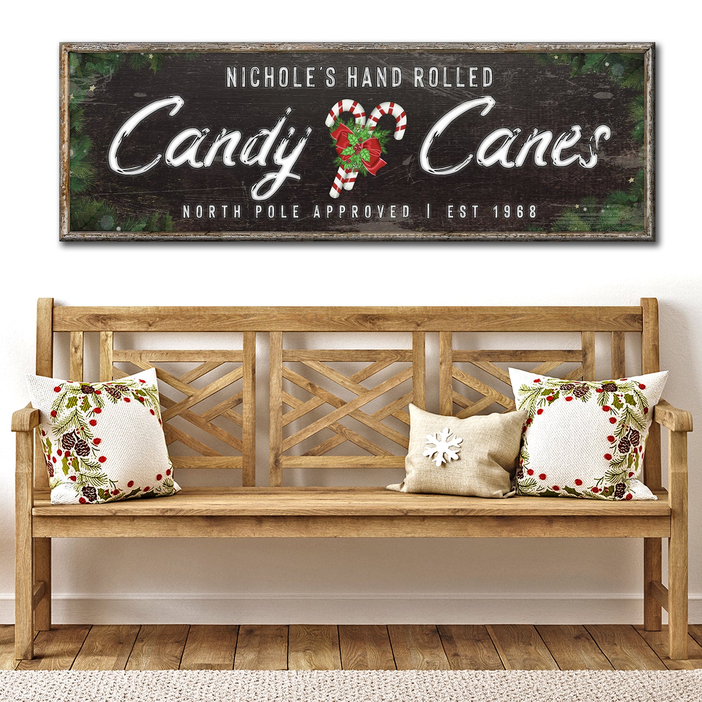 North Pole Candy Canes Sign Style 1 - Wall Art Image by Tailored Canvases