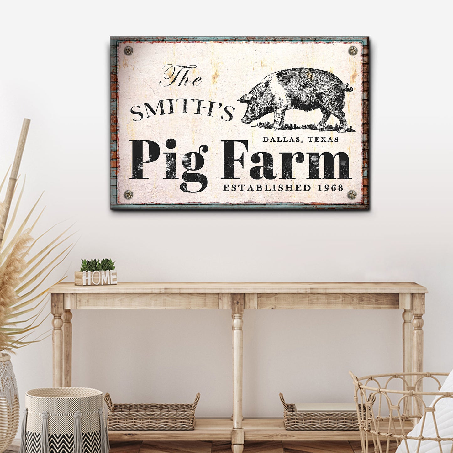 Rustic Pig Farm Sign II - Image by Tailored Canvases