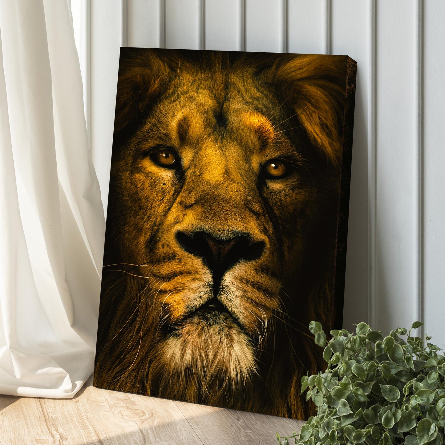 Golden Lion King Portrait Canvas Wall Art Style 2 - Image by Tailored Canvases