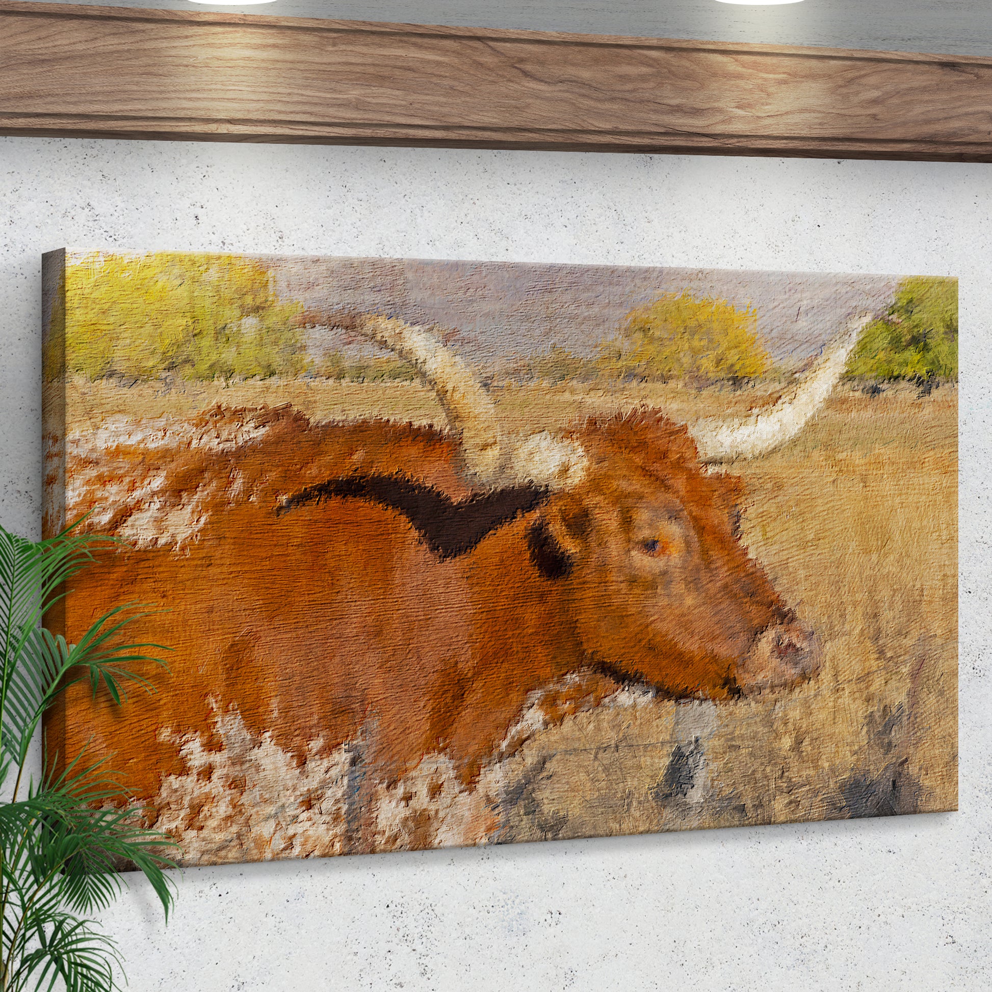 Texas Longhorn Watercolor Canvas Wall Art Style 1 - Image by Tailored Canvases