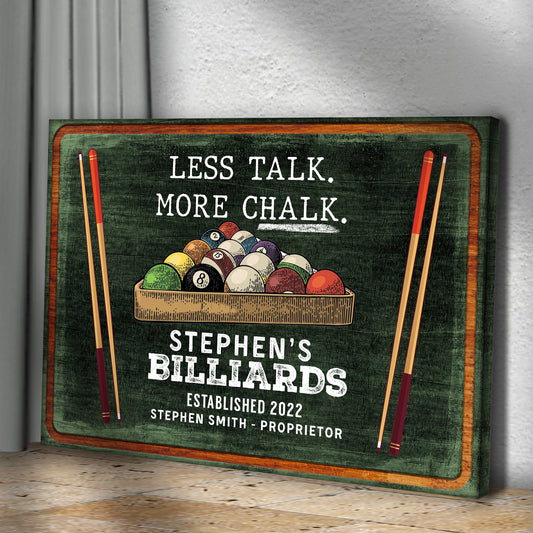 Less Talk More Chalk Billiards Sign II - Image by Tailored Canvases
