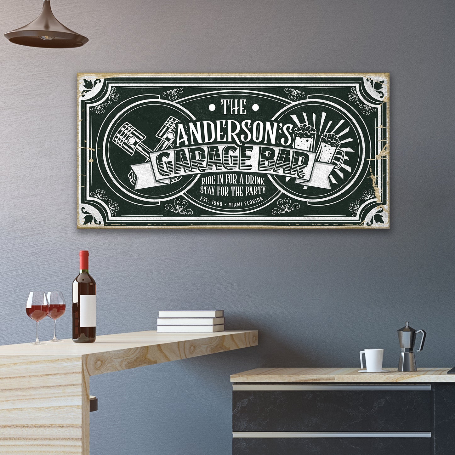 Garage Bar Victorian Vintage Sign Style 1 - Image by Tailored Canvases