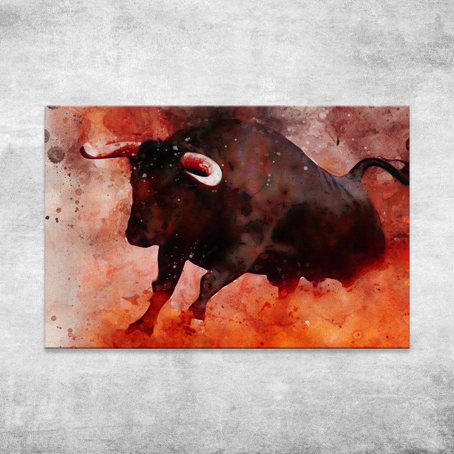 Raging Bull Watercolor Canvas Wall Art Style 1 - Image by Tailored Canvases