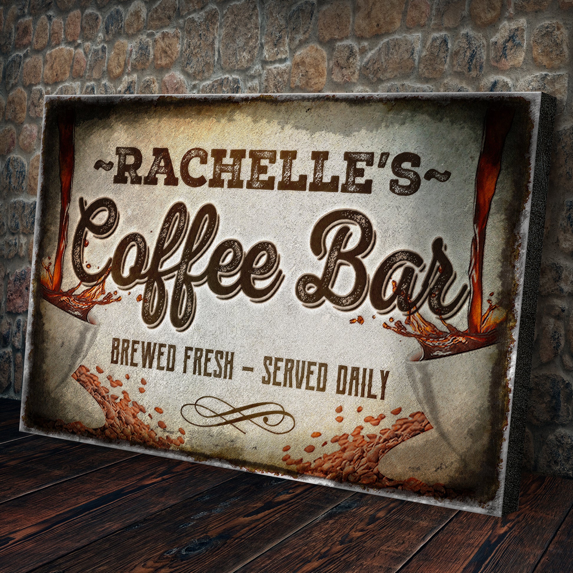 Brewed Fresh Served Daily Coffee Bar Sign Style 1 - Image by Tailored Canvases