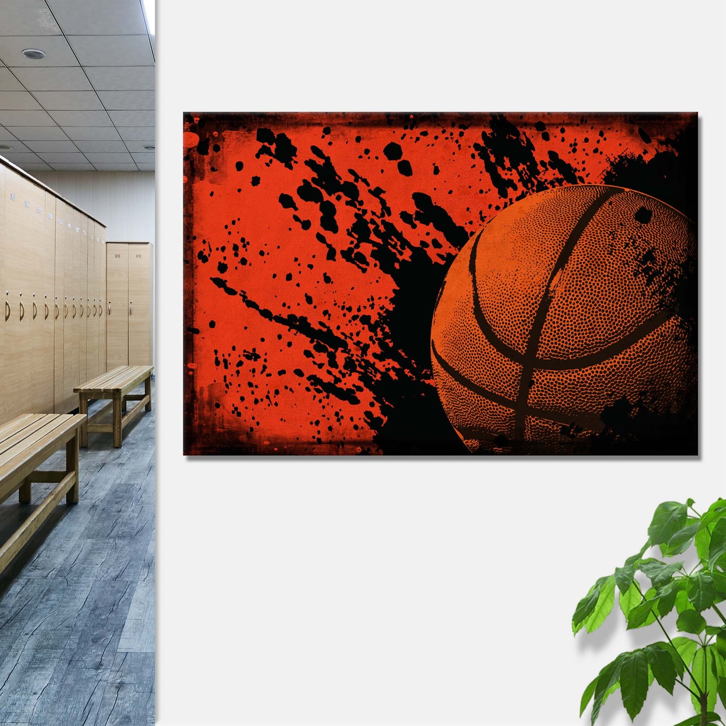 Basketball Grunge Canvas Wall Art Style 1 - Image by Tailored Canvases