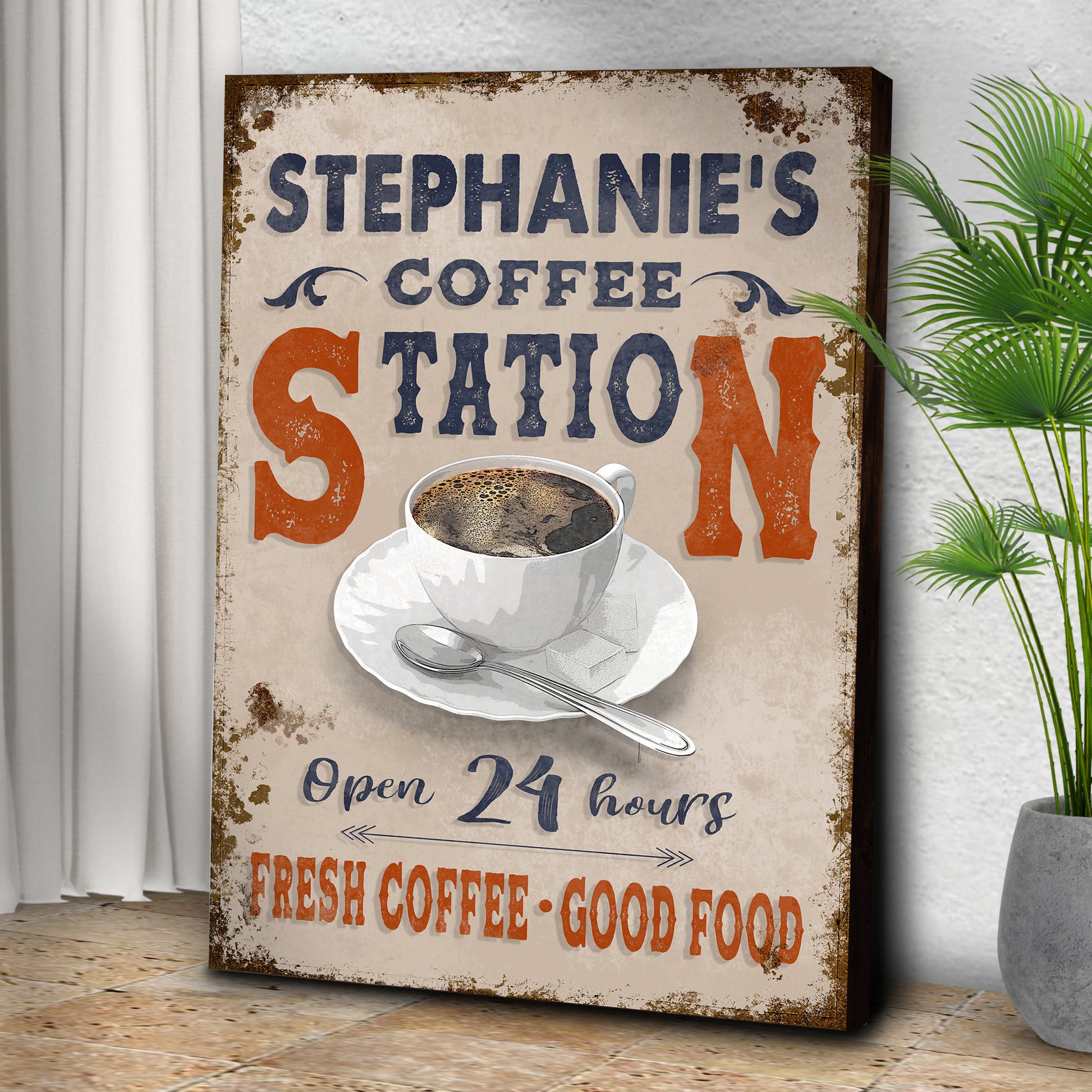 Open 24 Hours Coffee Station Sign Style 1 - Image by Tailored Canvases