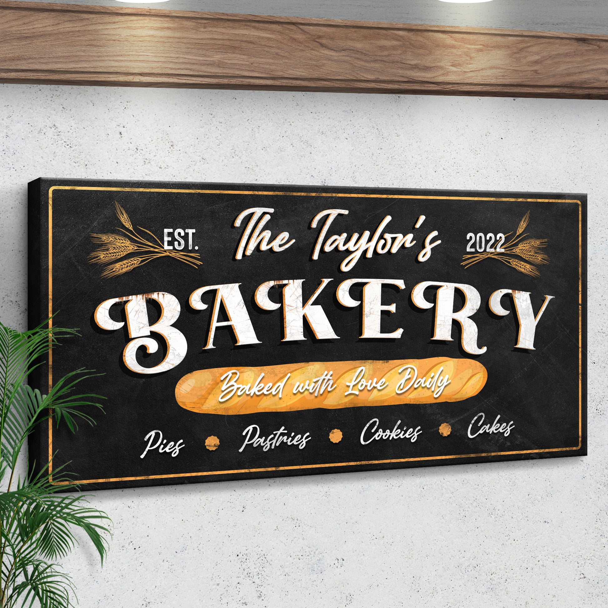 Baked With Love Daily Bakery Sign Style 2 - Image by Tailored Canvases