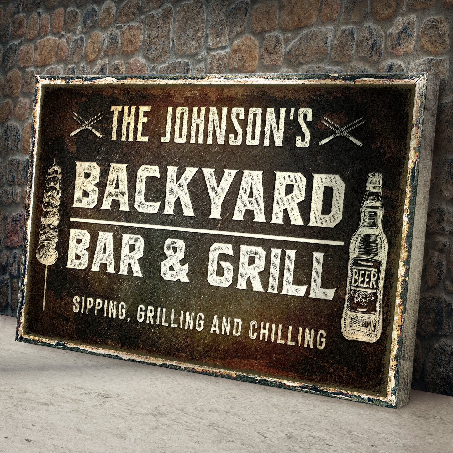 Backyard Bar And Grill Sign Style 2 - Image by Tailored Canvases