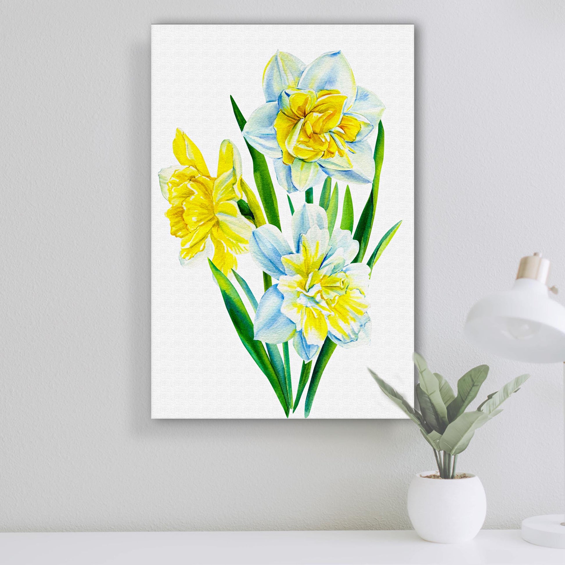 Flowers Daffodils Watercolor Canvas Wall Art Style 1 - Image by Tailored Canvases