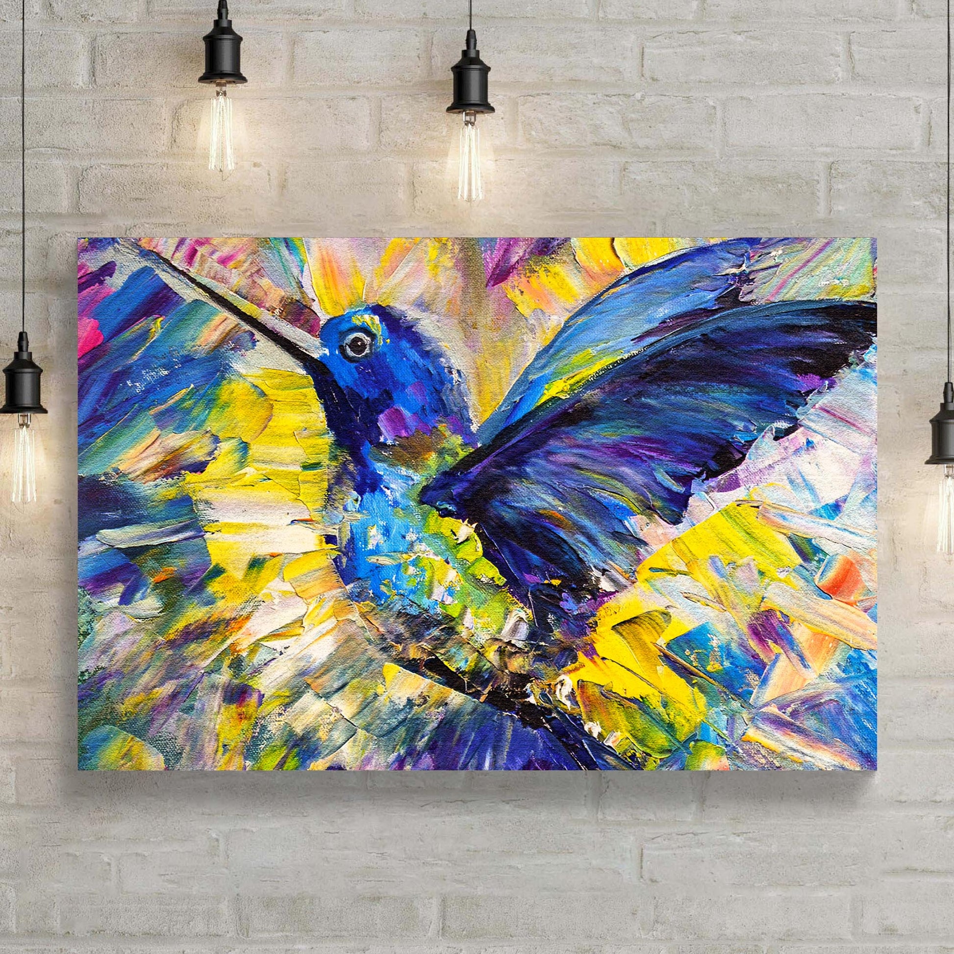 Hummingbird Abstract Canvas Wall Art Style 1 - Image by Tailored Canvases