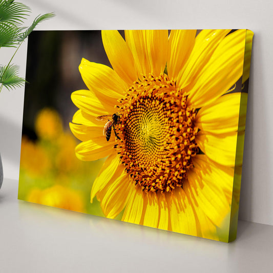 Bee On Sunflower Canvas Wall Art - Image by Tailored Canvases