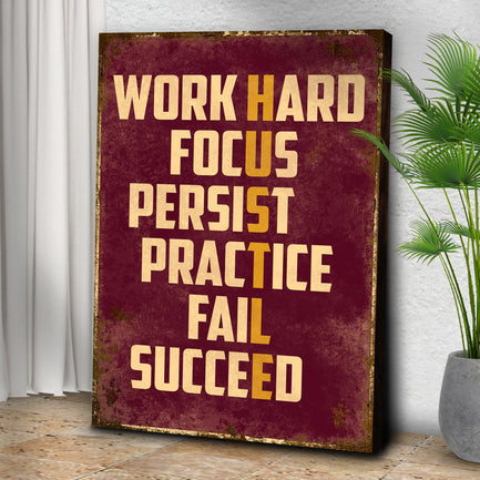 HUSTLE Motivational Portrait Sign - Image by Tailored Canvases